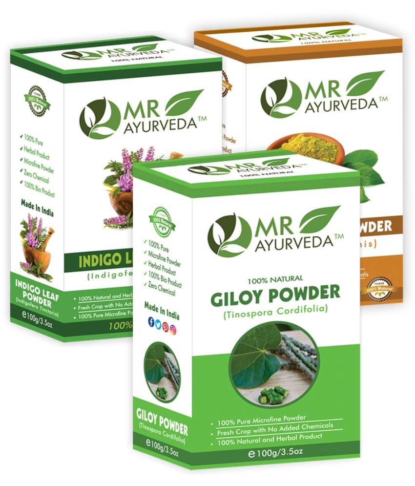 MR Ayurveda Giloy Powder, Indigo Powder & Henna Powder Hair Scalp Treatment 300 g Pack of 3     			MR Ayurveda Giloy Powder, Indigo Powder & Henna Powder Hair Scalp Treatment 300 g Pack of 3