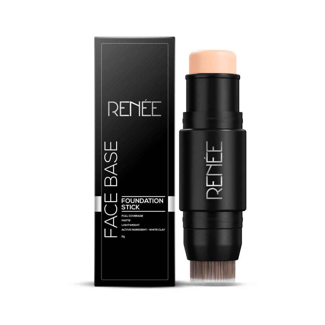     			RENEE Face Base Foundation Stick with Applicator - Cappuccino, Enriched with White Clay, 8gm