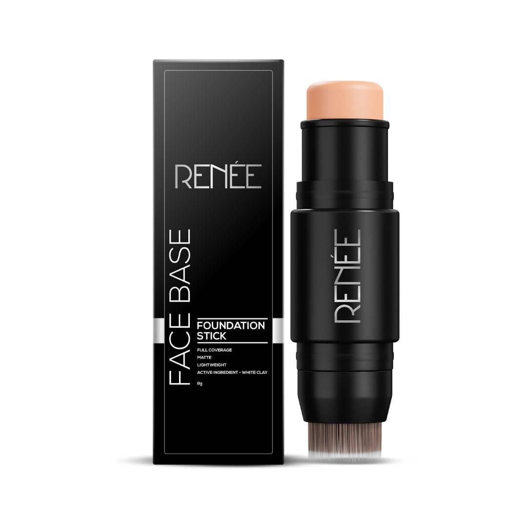     			RENEE Face Base Foundation Stick with Applicator - Mocha, Enriched with White Clay, Weightless, 8gm