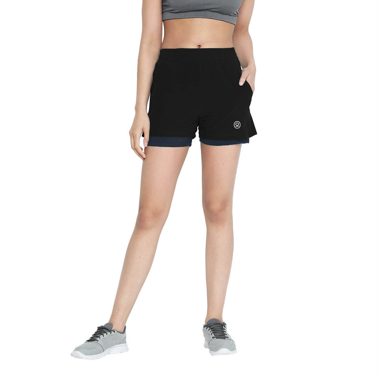     			Chkokko Polyester Skorts - Black Single