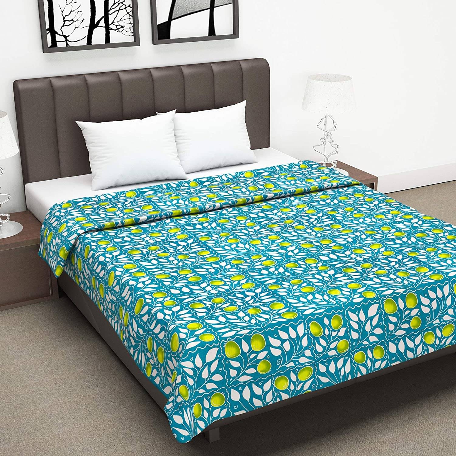     			DIVINE CASA Double Cotton Blue Floral Dohar