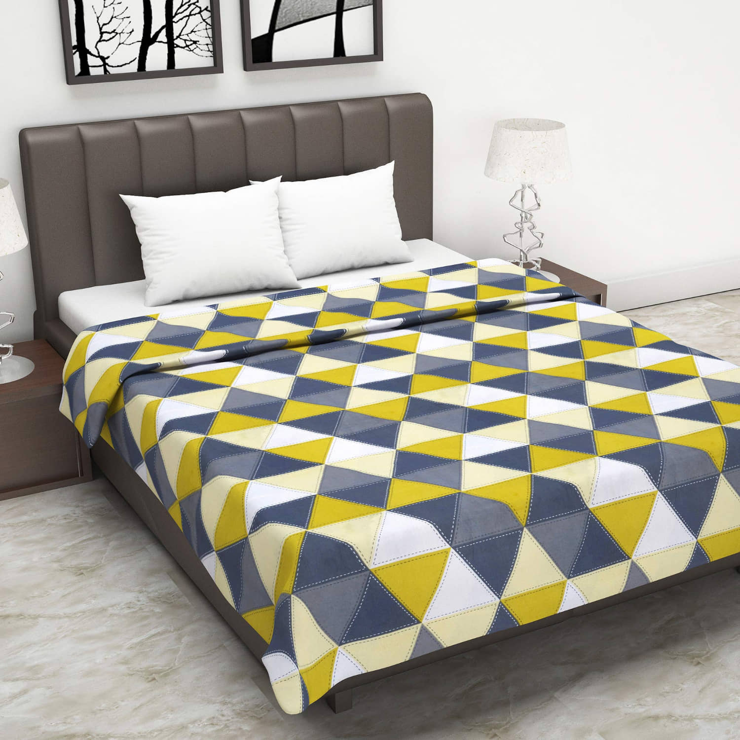 DIVINE CASA Double Cotton Gray Abstract Dohar