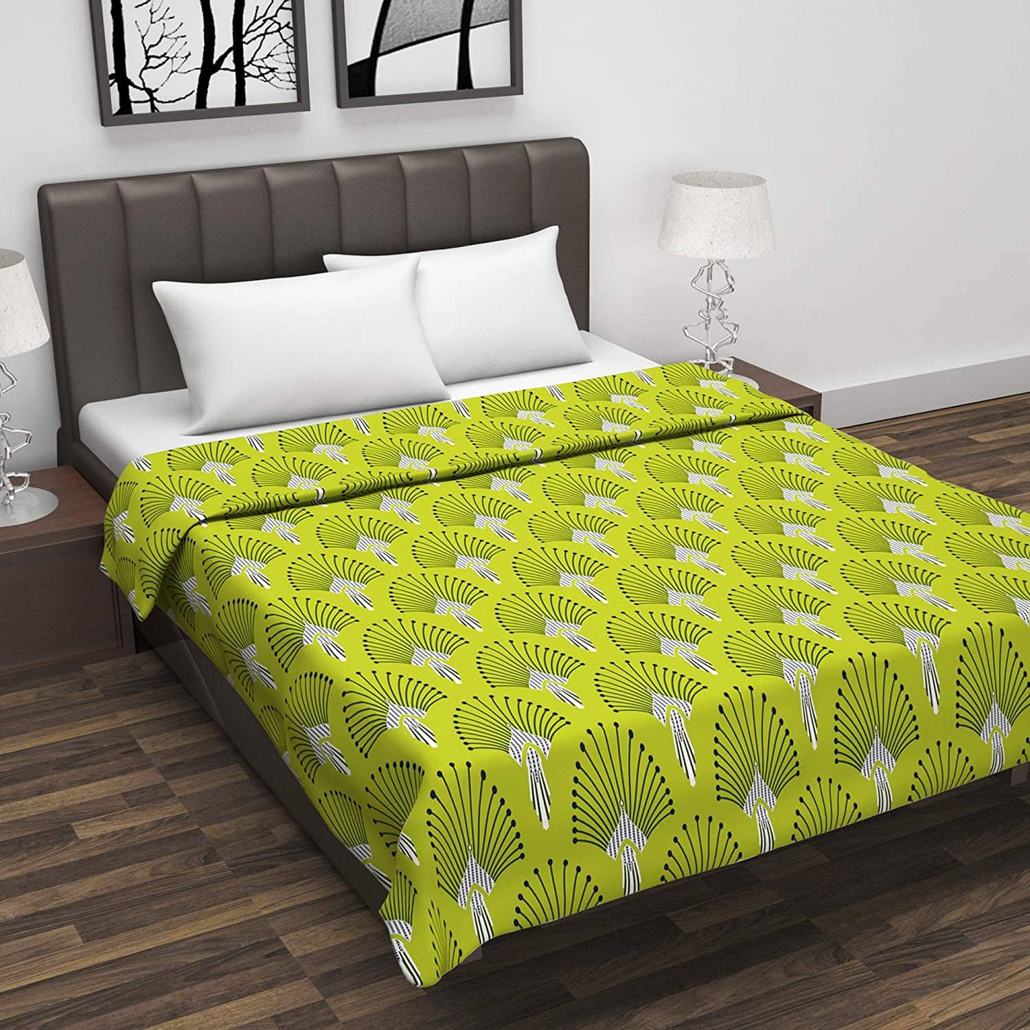 DIVINE CASA Double Cotton Green Abstract Dohar