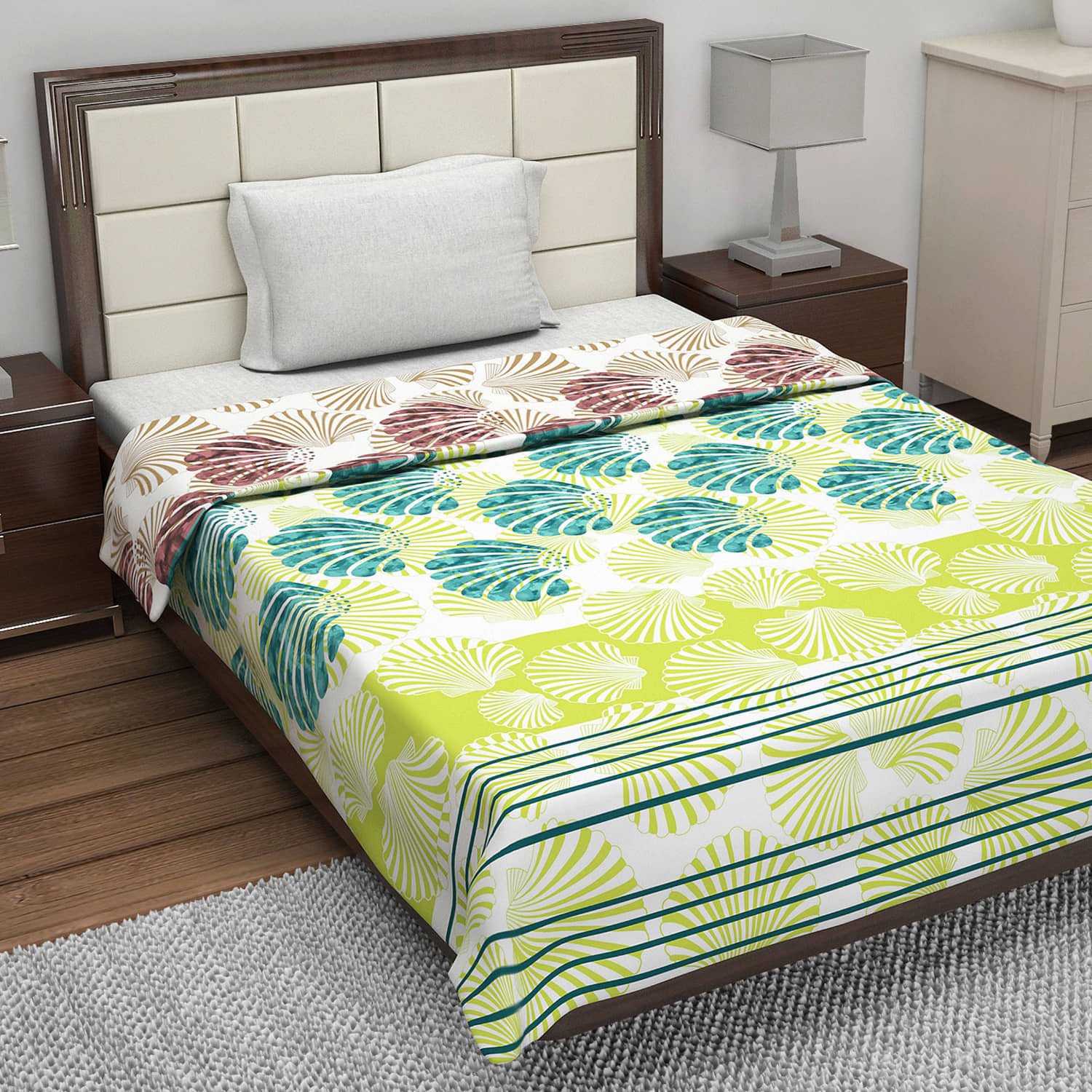 DIVINE CASA Single Cotton Brown Floral Dohar