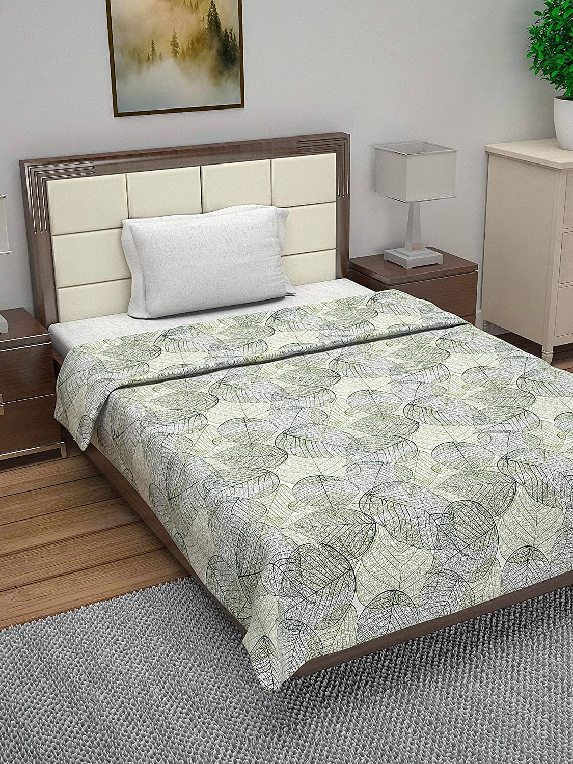 DIVINE CASA Single Cotton Green Floral Dohar