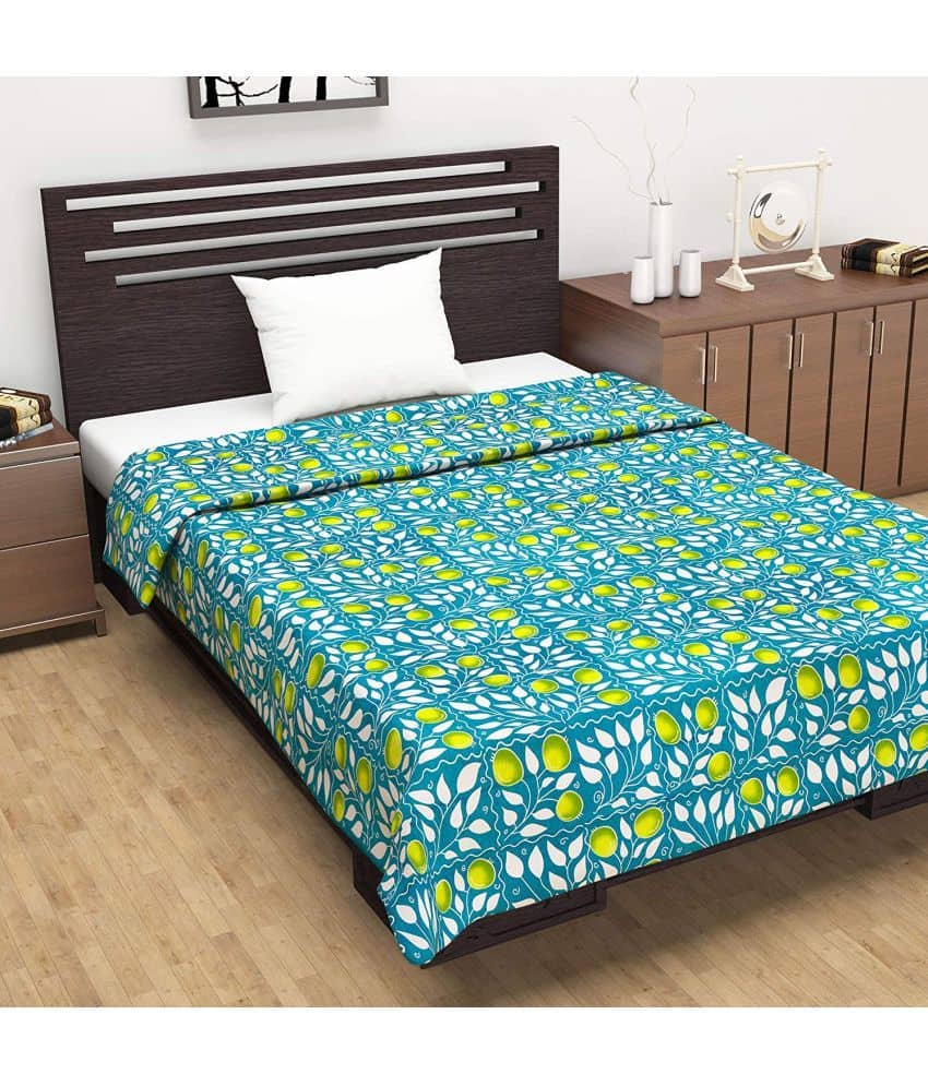 DIVINE CASA Single Cotton Green Abstract Dohar