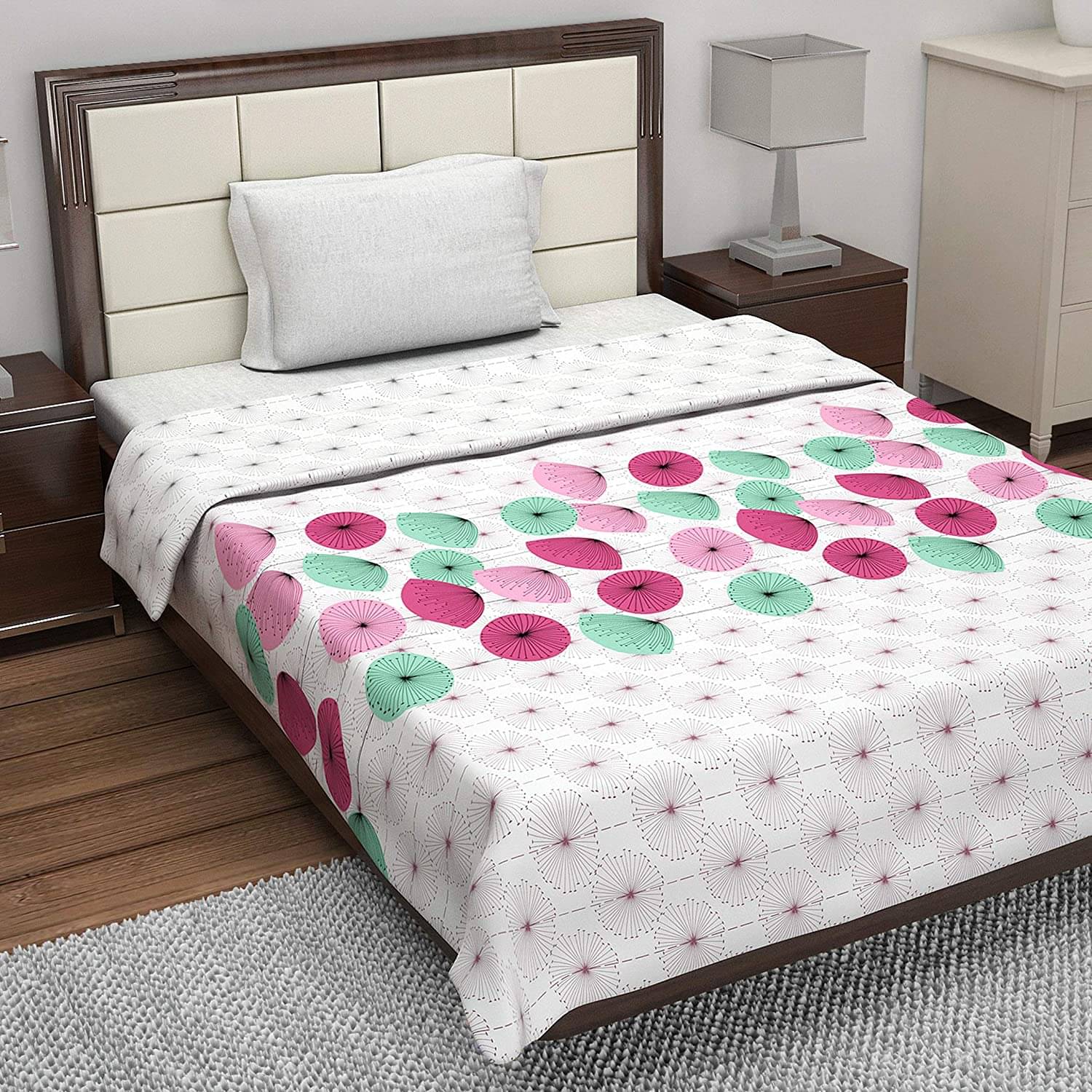     			DIVINE CASA Single Cotton Pink Floral Dohar