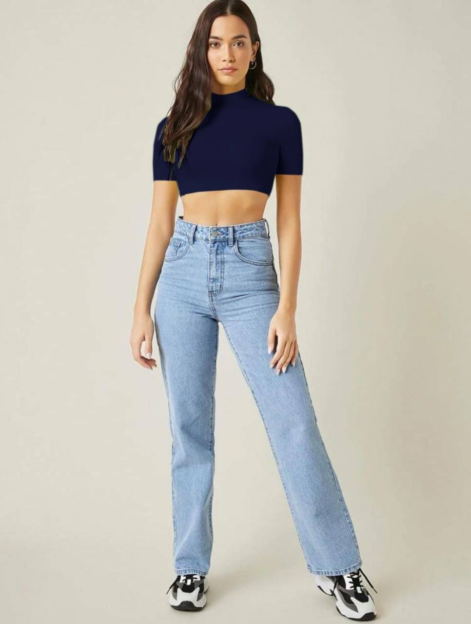     			Dream Beauty Fashion Women's Polyester Crop Top ( Navy Blue )