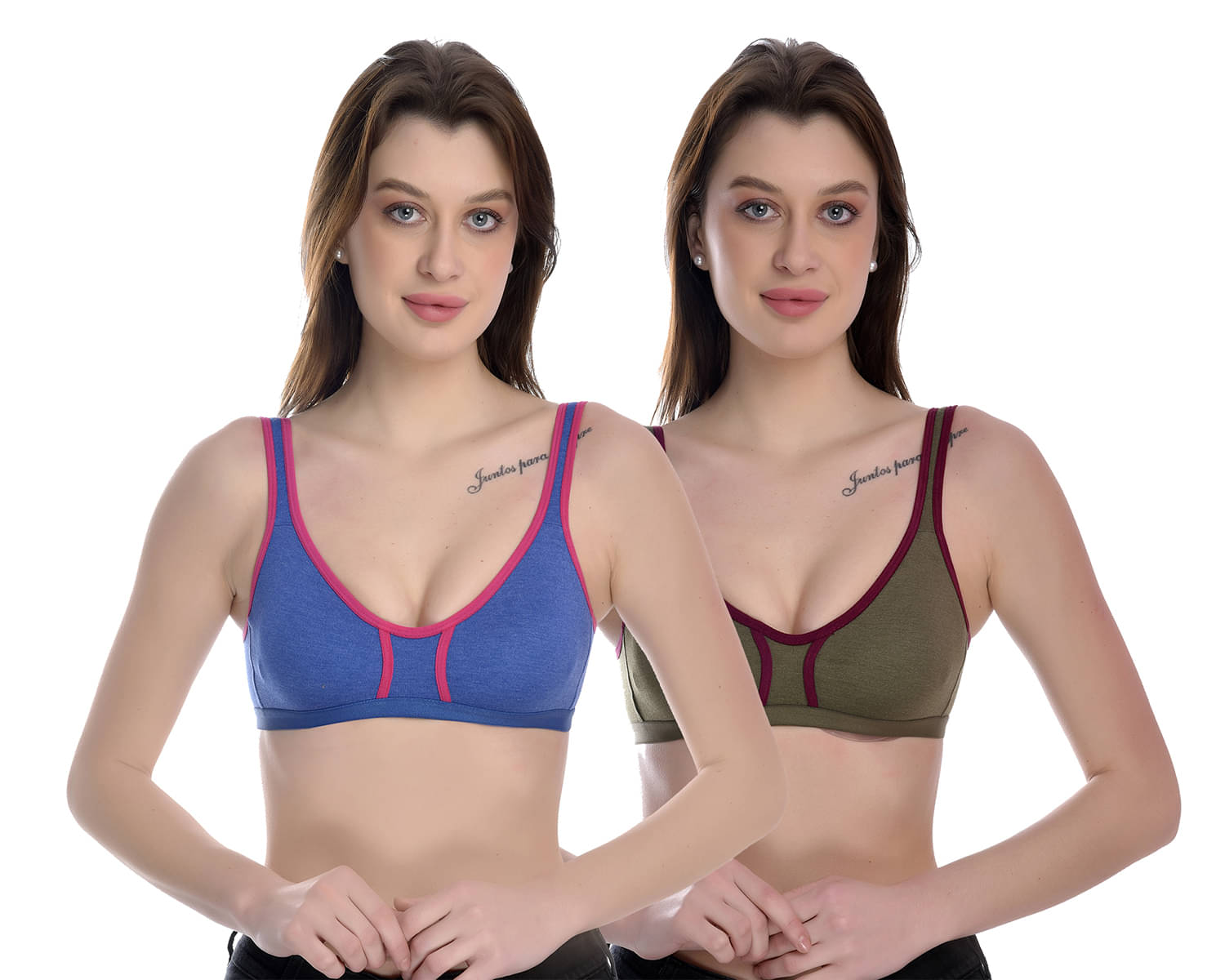 Elina Pack of 2 100% Cotton Non Padded Women's T-Shirt Bra ( Multicolor ) Elina Pack of 2 100% Cotton Non Padded Women's T-Shirt Bra ( Multicolor )