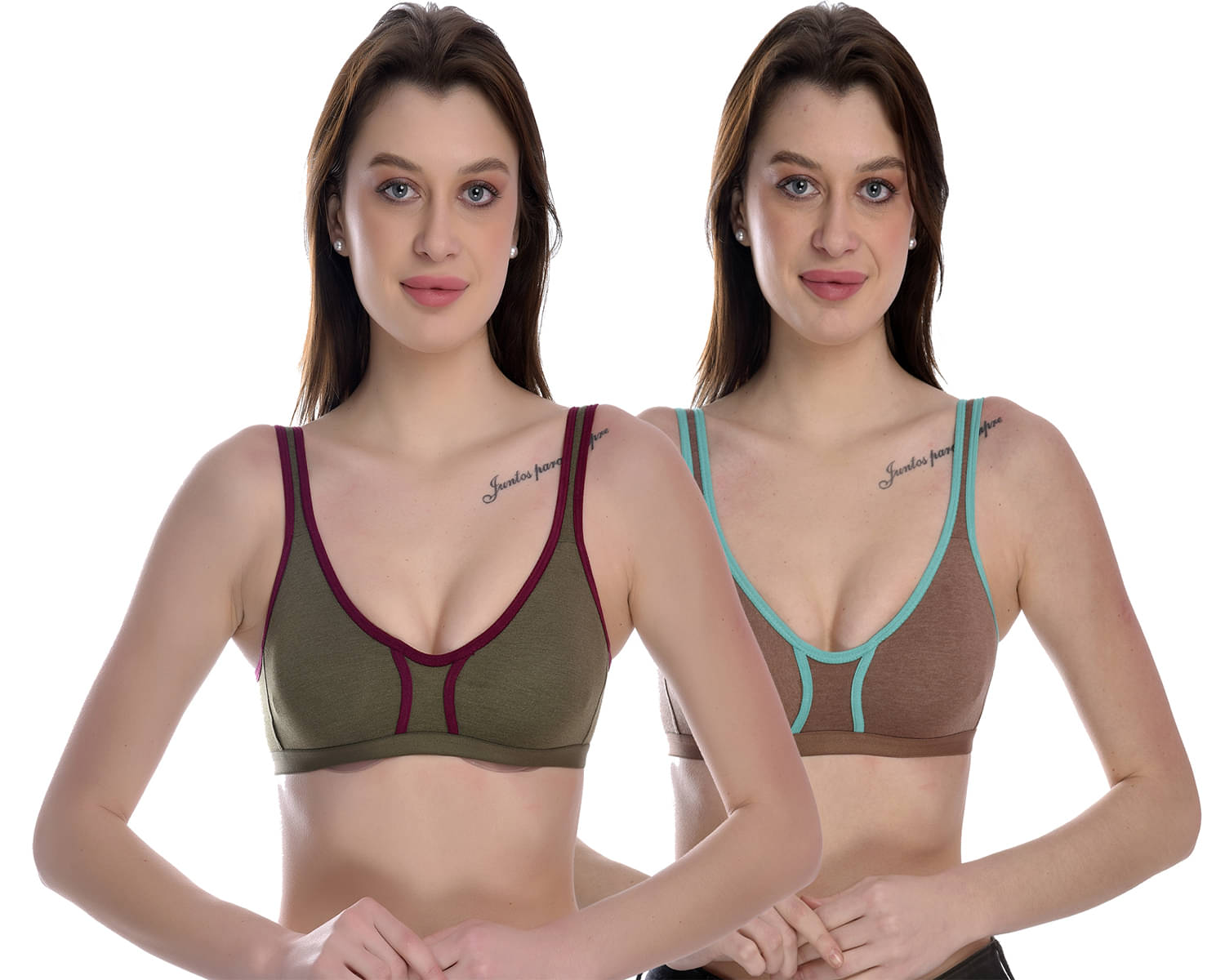     			Elina Pack of 2 100% Cotton Non Padded Women's T-Shirt Bra ( Multicolor )