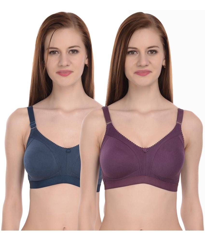 Elina Pack of 2 100% Cotton Non Padded Women's T-Shirt Bra ( Multicolor ) Elina Pack of 2 100% Cotton Non Padded Women's T-Shirt Bra ( Multicolor )
