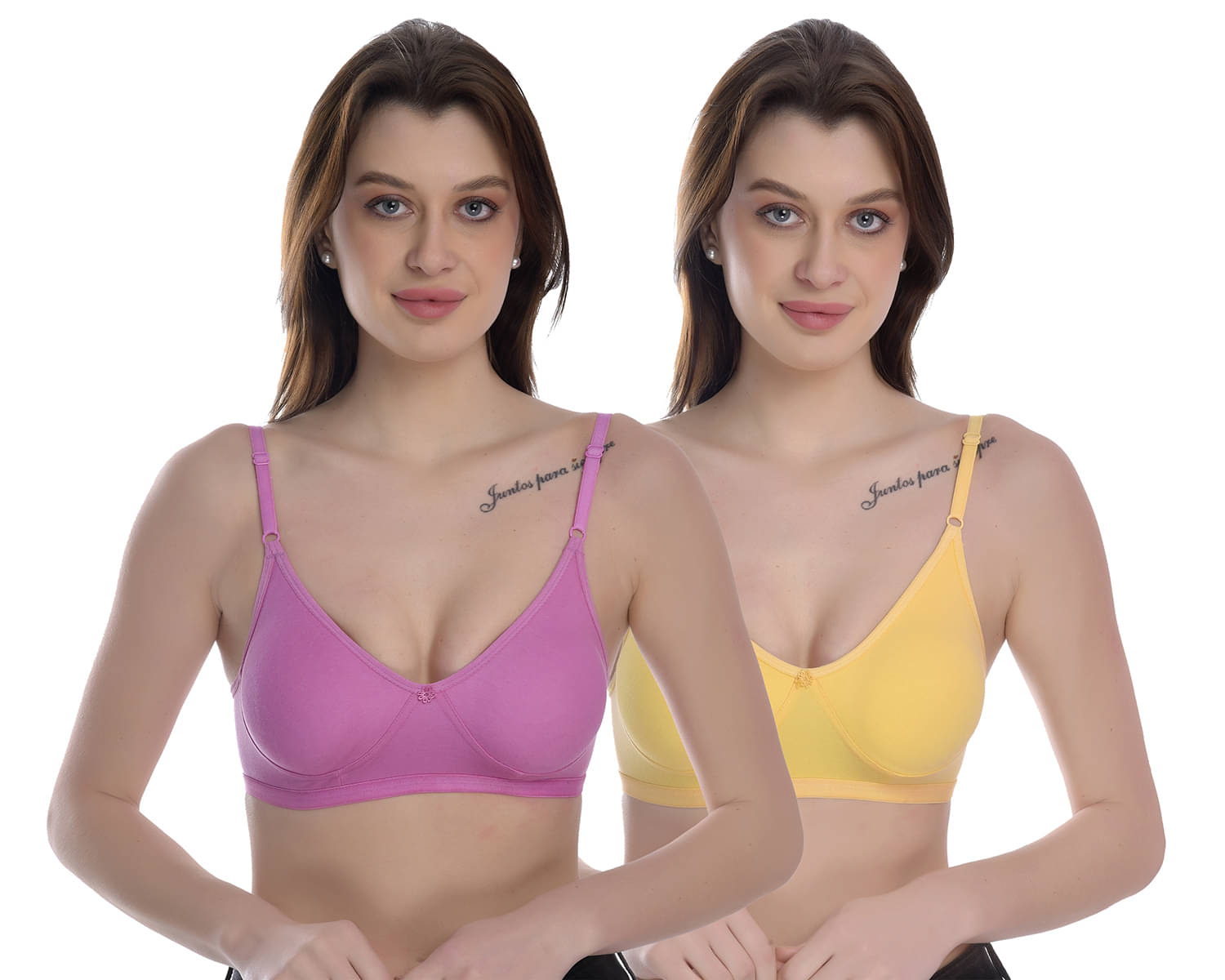 Elina Pack of 2 100% Cotton Non Padded Women's T-Shirt Bra ( Multicolor ) Elina Pack of 2 100% Cotton Non Padded Women's T-Shirt Bra ( Multicolor )