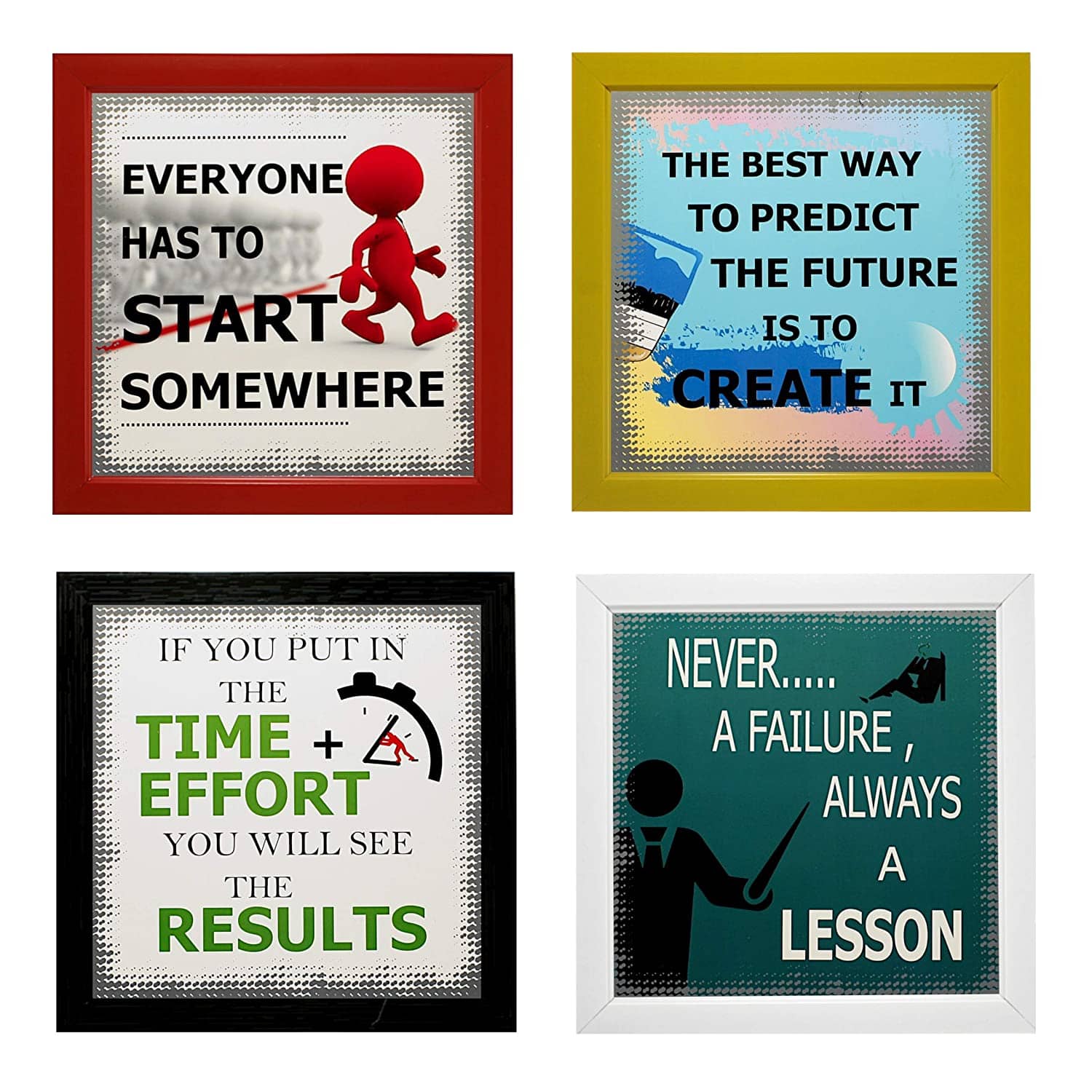 Indianara Set of 4 Motivational Quotes Paintings without glass