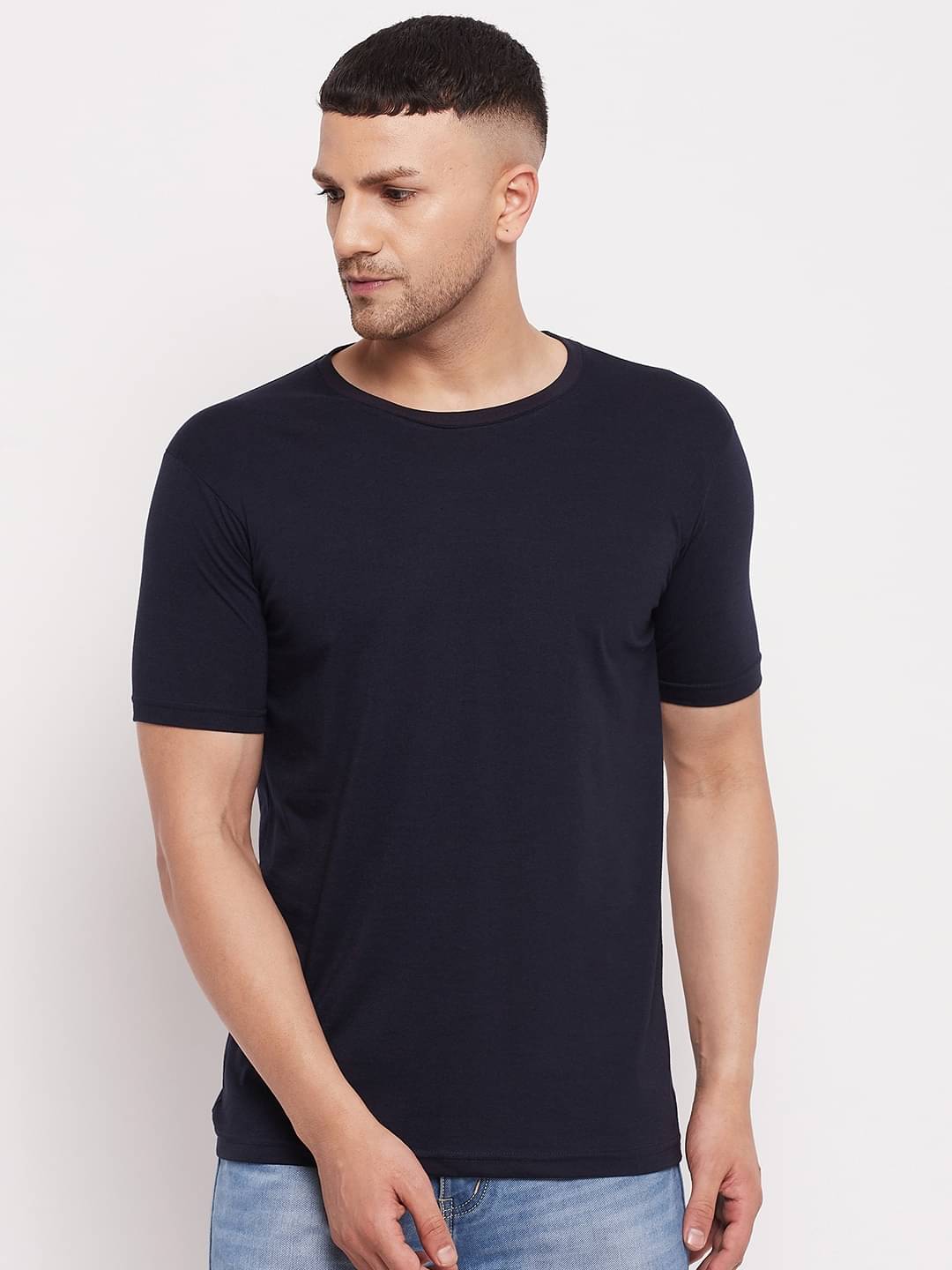 Lycos Pack of 1 Cotton Blend Regular Fit Men's T-Shirt ( Navy Blue ) Lycos Pack of 1 Cotton Blend Regular Fit Men's T-Shirt ( Navy Blue )