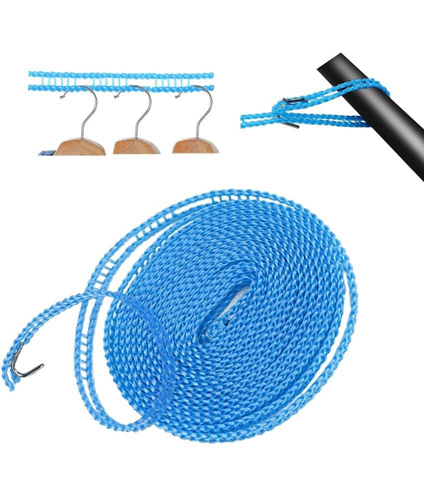 RAMDEV ENTERPRISE 5 Meters Windproof Anti-Slip Clothes Washing Line Drying Nylon Rope with Hooks RAMDEV ENTERPRISE 5 Meters Windproof Anti-Slip Clothes Washing Line Drying Nylon Rope with Hooks