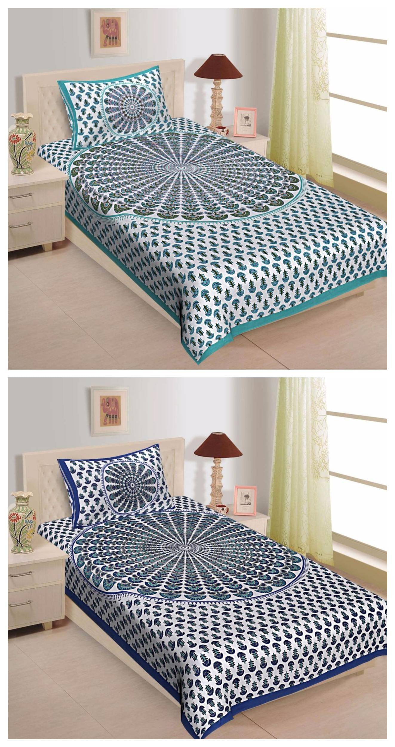 Uniqchoice 100% Cotton Single Bedsheet ( Blue )     			Uniqchoice 100% Cotton Single Bedsheet ( Blue )