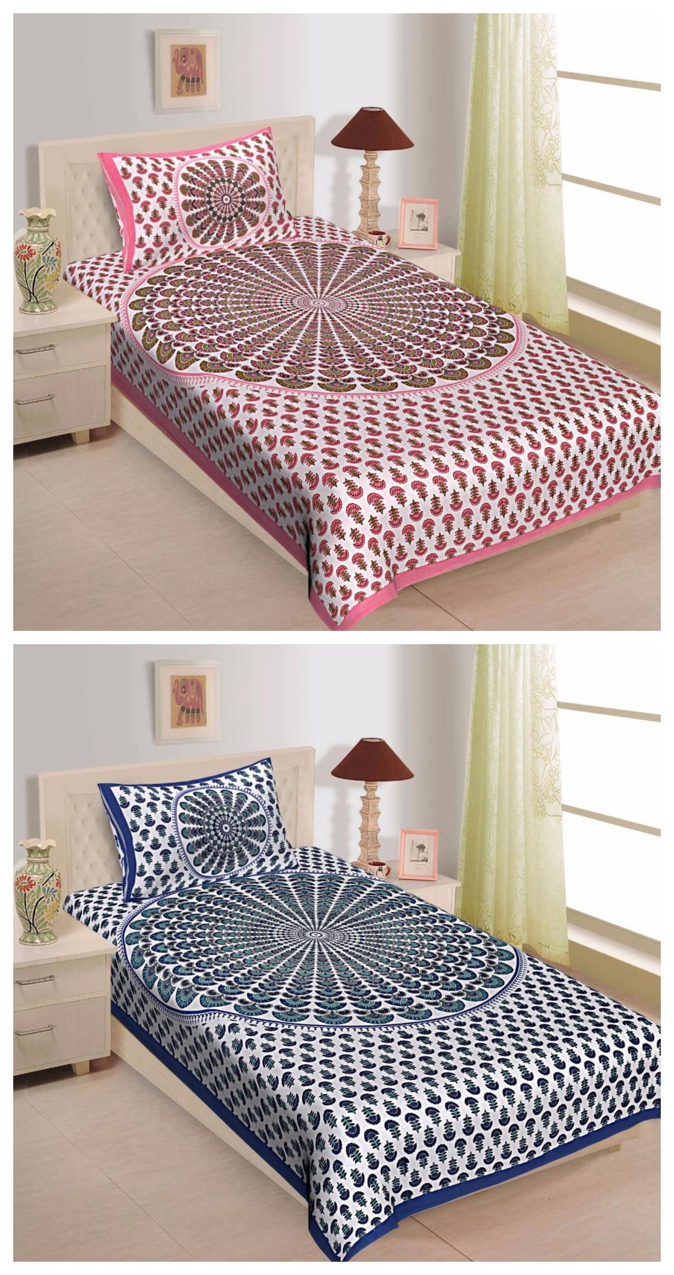     			Uniqchoice 100% Cotton Single Bedsheet ( Blue )