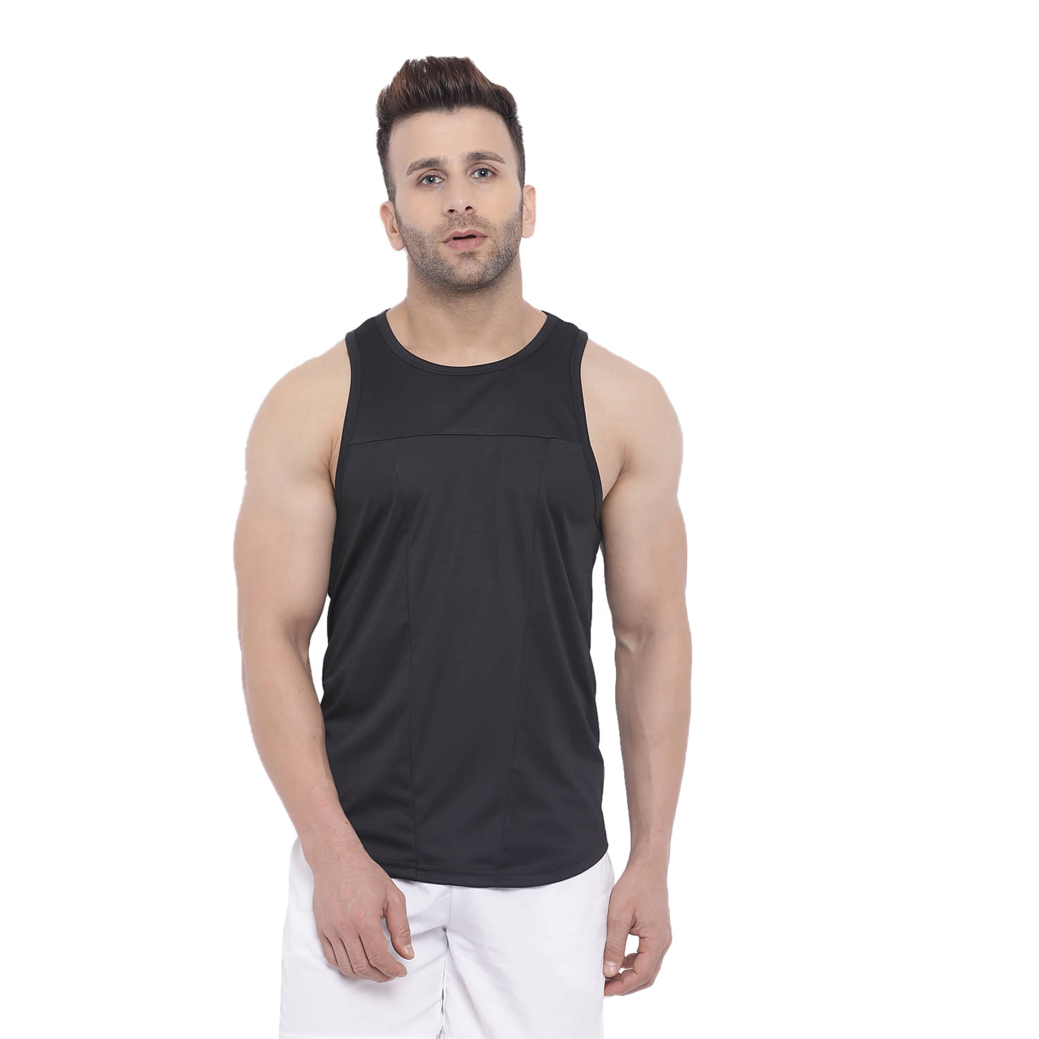     			Chkokko Pack of 1 Polyester Tank For Men ( Black )