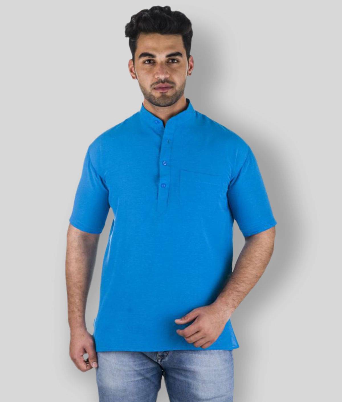 DESHBANDHU DBK - Blue Cotton Men's Kurta ( Single )     			DESHBANDHU DBK - Blue Cotton Men's Kurta ( Single )