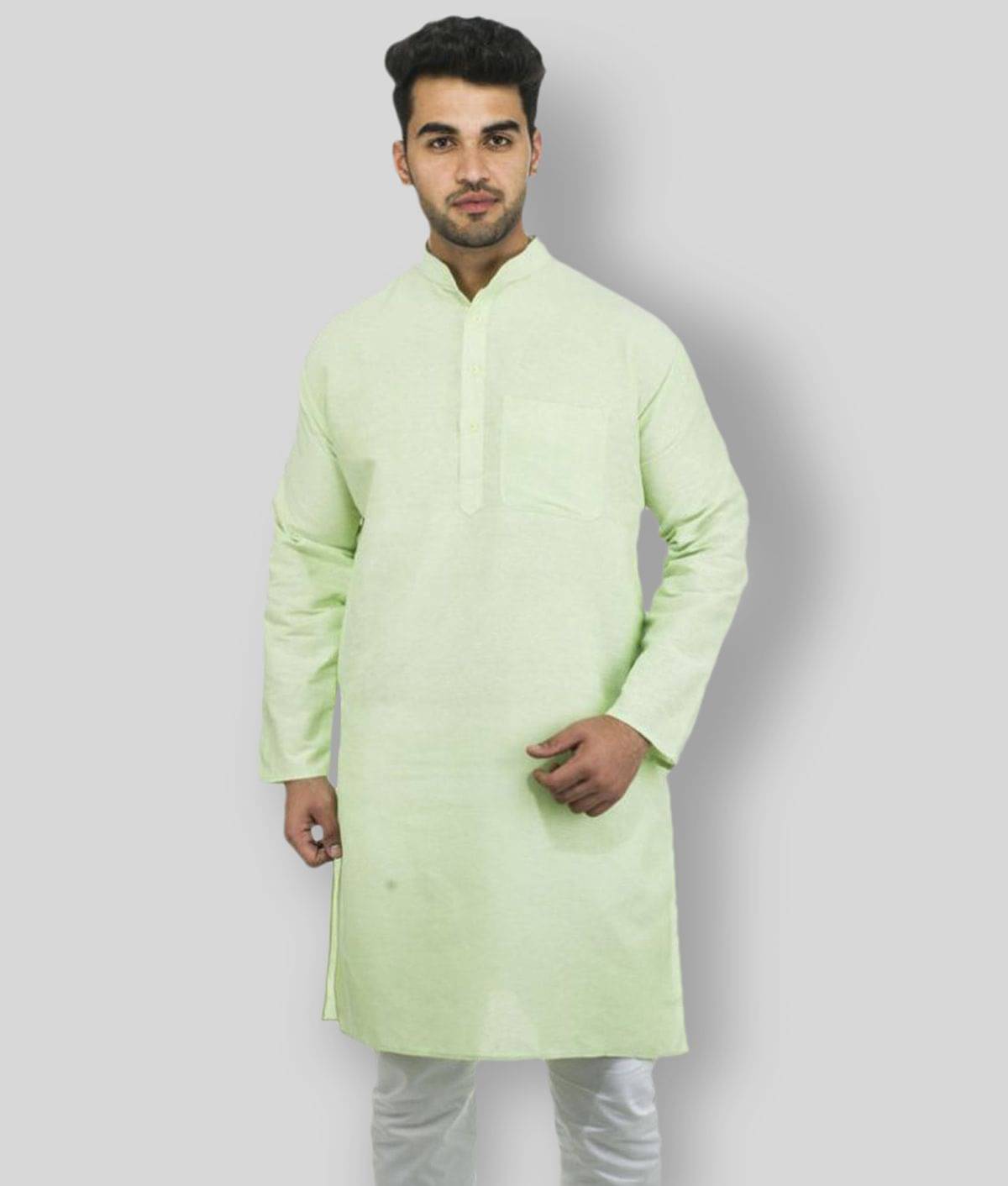 DESHBANDHU DBK - Fluorescent Green Cotton Men's Regular Kurta ( Pack of 1 ) DESHBANDHU DBK - Fluorescent Green Cotton Men's Regular Kurta ( Pack of 1 )