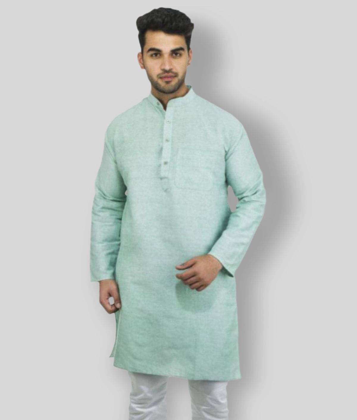     			DESHBANDHU DBK - Green Cotton Men's Regular Kurta ( Pack of 1 )