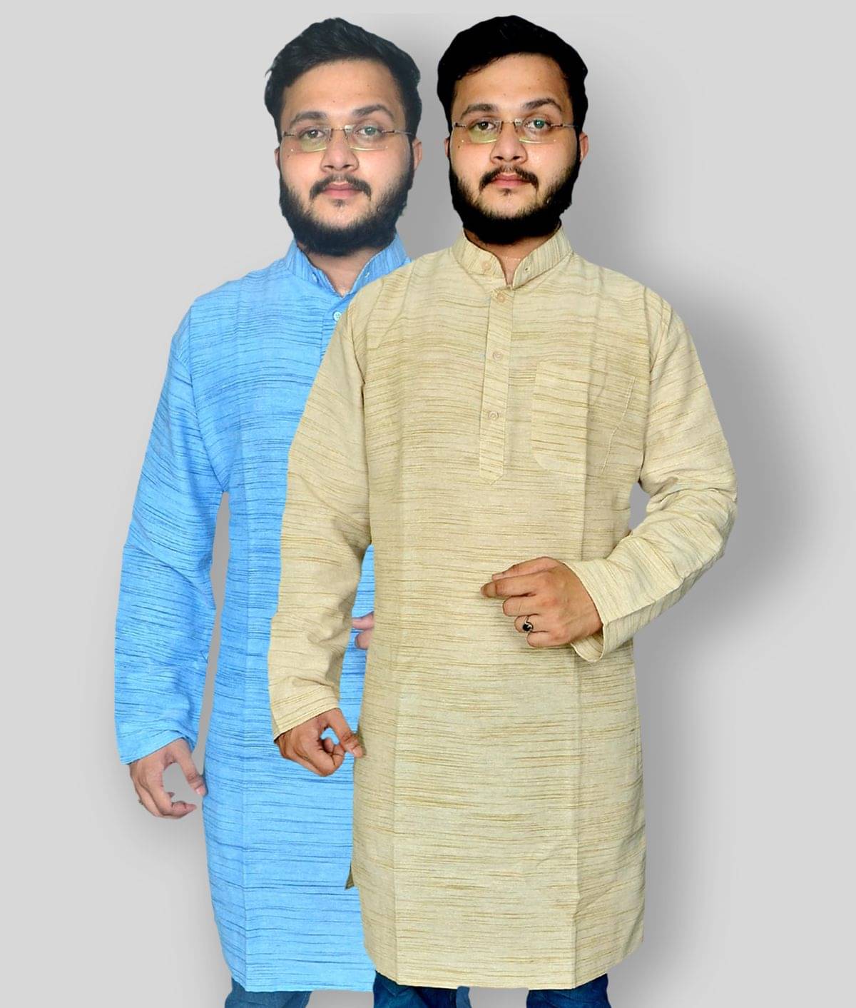 DESHBANDHU DBK - Multicolor Cotton Men's Regular Kurta ( Pack of 2 ) DESHBANDHU DBK - Multicolor Cotton Men's Regular Kurta ( Pack of 2 )