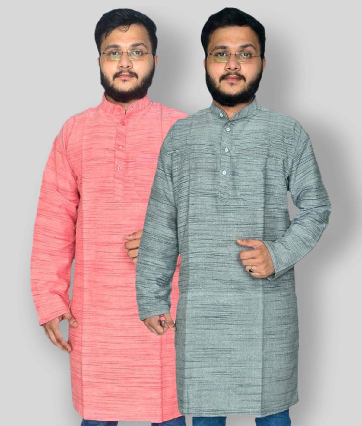     			DESHBANDHU DBK - Multicolor Cotton Men's Regular Kurta ( Pack of 2 )