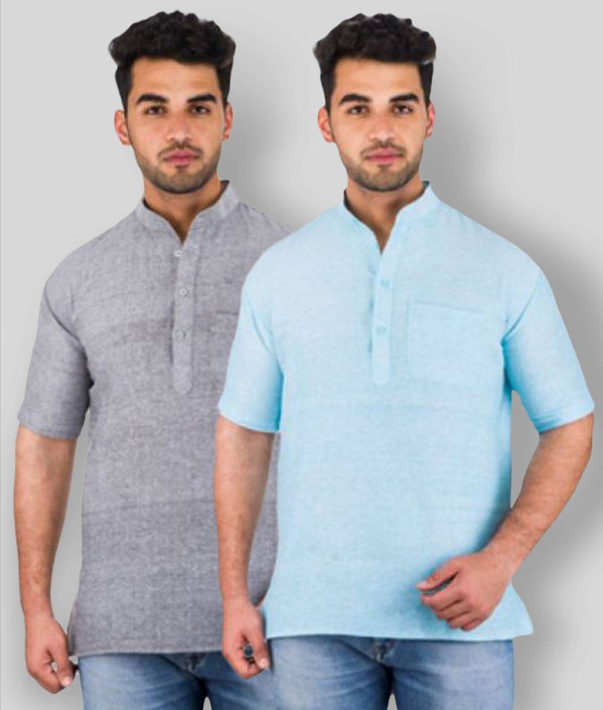     			DESHBANDHU DBK - Multicolor Cotton Men's Regular Kurta ( Pack of 2 )