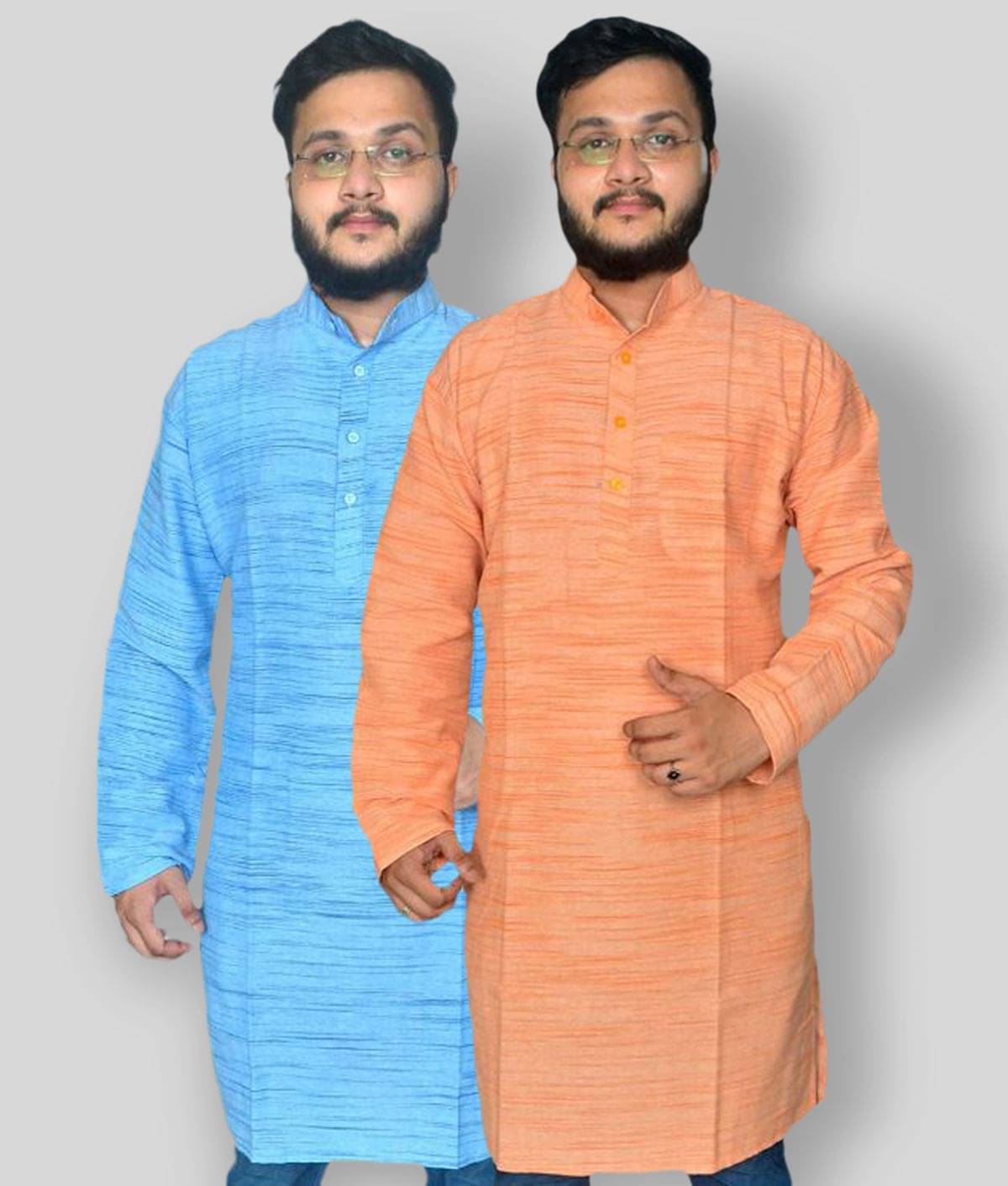 DESHBANDHU DBK - Multicolor Cotton Men's Regular Kurta ( Pack of 2 ) DESHBANDHU DBK - Multicolor Cotton Men's Regular Kurta ( Pack of 2 )