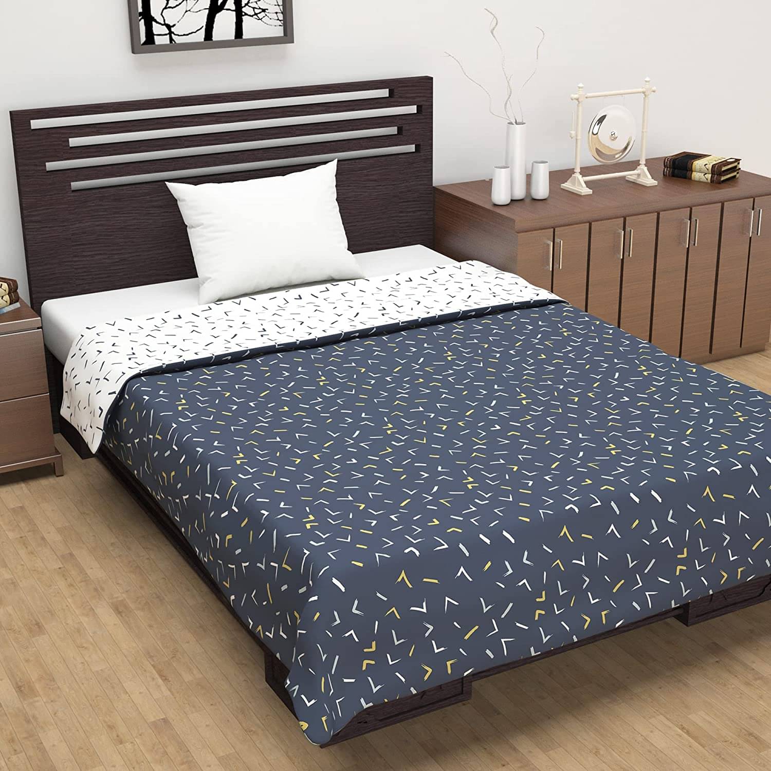 DIVINE CASA Single Polyester Blue Abstract Dohar DIVINE CASA Single Polyester Blue Abstract Dohar