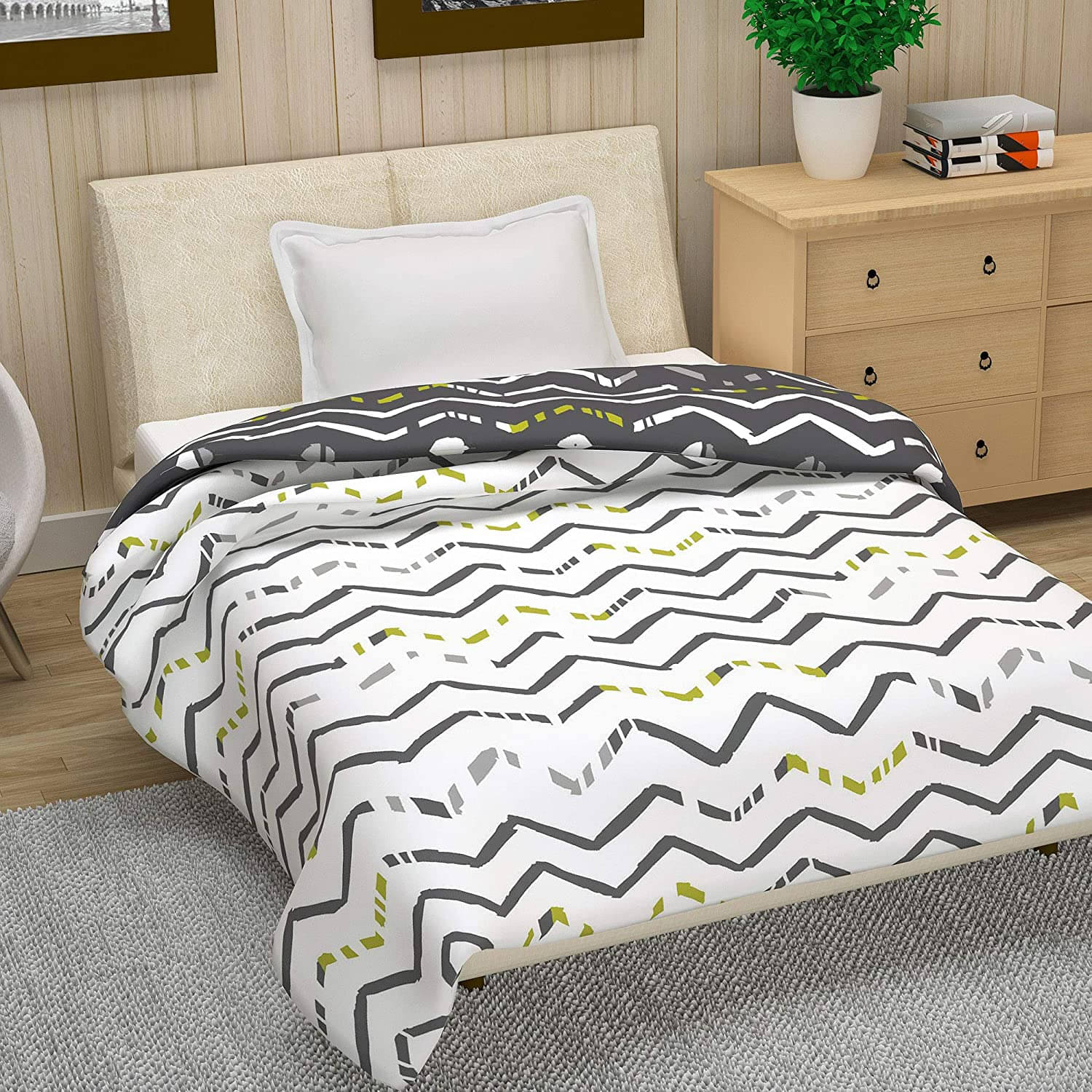 DIVINE CASA Single Polyester Gray Geometrical Dohar DIVINE CASA Single Polyester Gray Geometrical Dohar