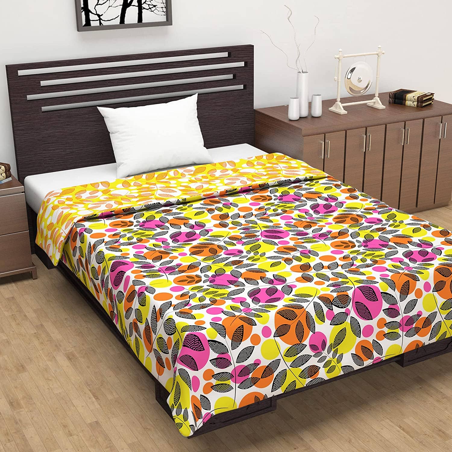 DIVINE CASA Single Polyester Pink Floral Dohar