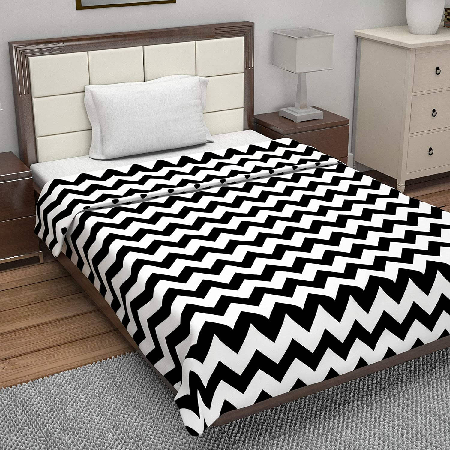     			DIVINE CASA Single Polyester White Geometrical Dohar