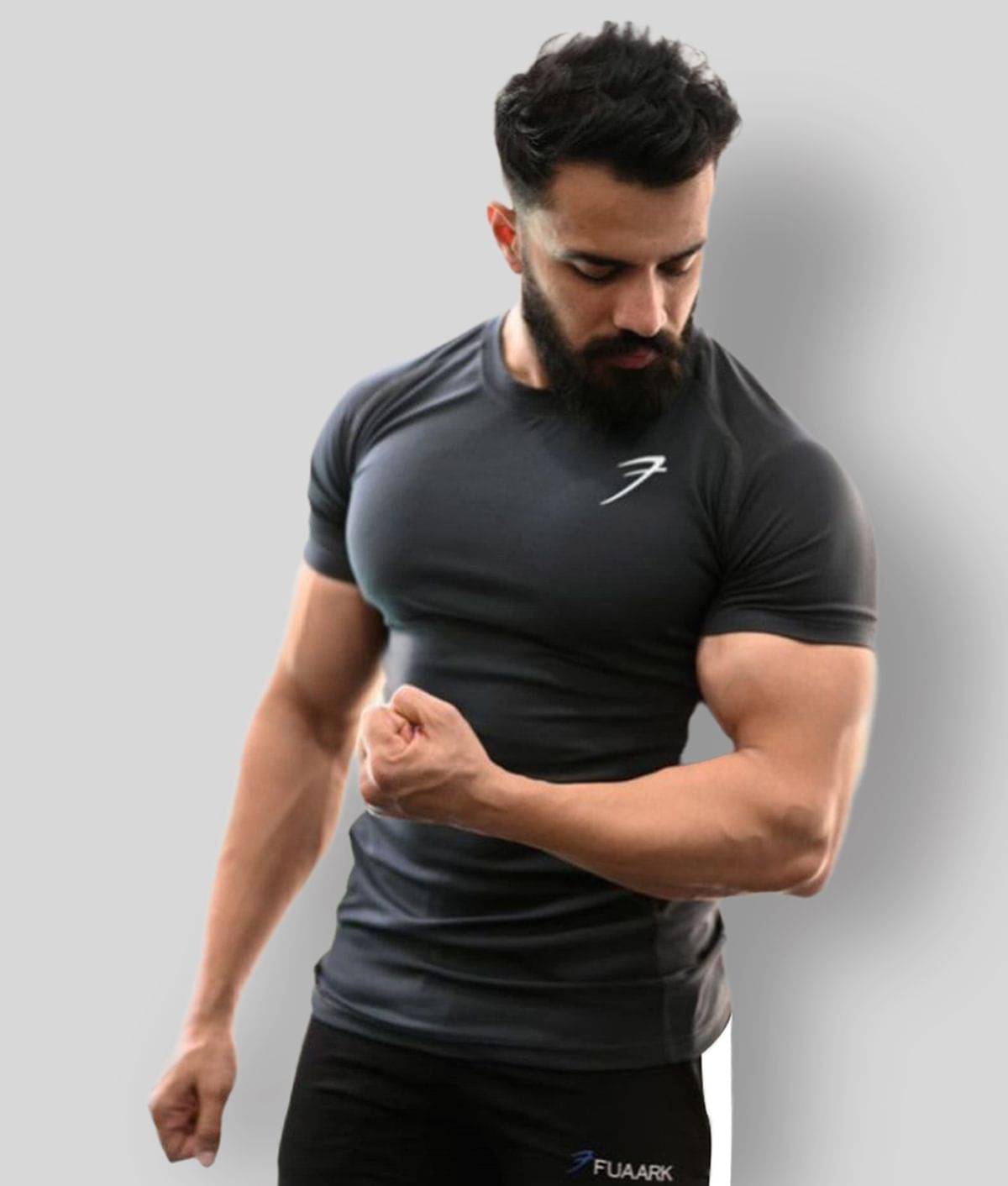     			Fuaark - Dark Grey Polyester Regular Fit Men's Sports T-Shirt ( Pack of 1 )