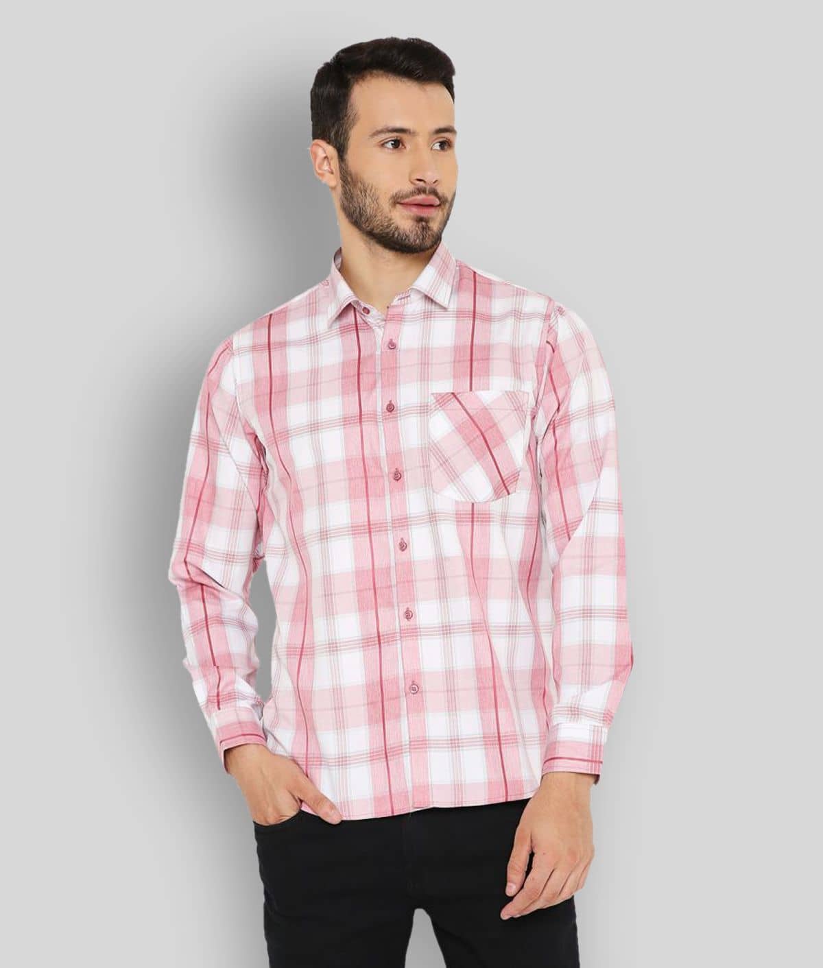 Maharaja - Red Cotton Blend Slim Fit Men's Formal Shirt ( Pack of 1 )
