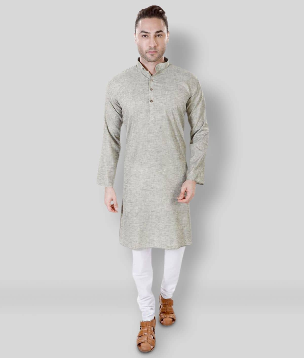 Maharaja - Green Cotton Blend Regular Fit Men's Kurta Pyjama Set ( Pack of 1 ) - Kurtas & Kurta Sets | Buy online on ZillyBuy