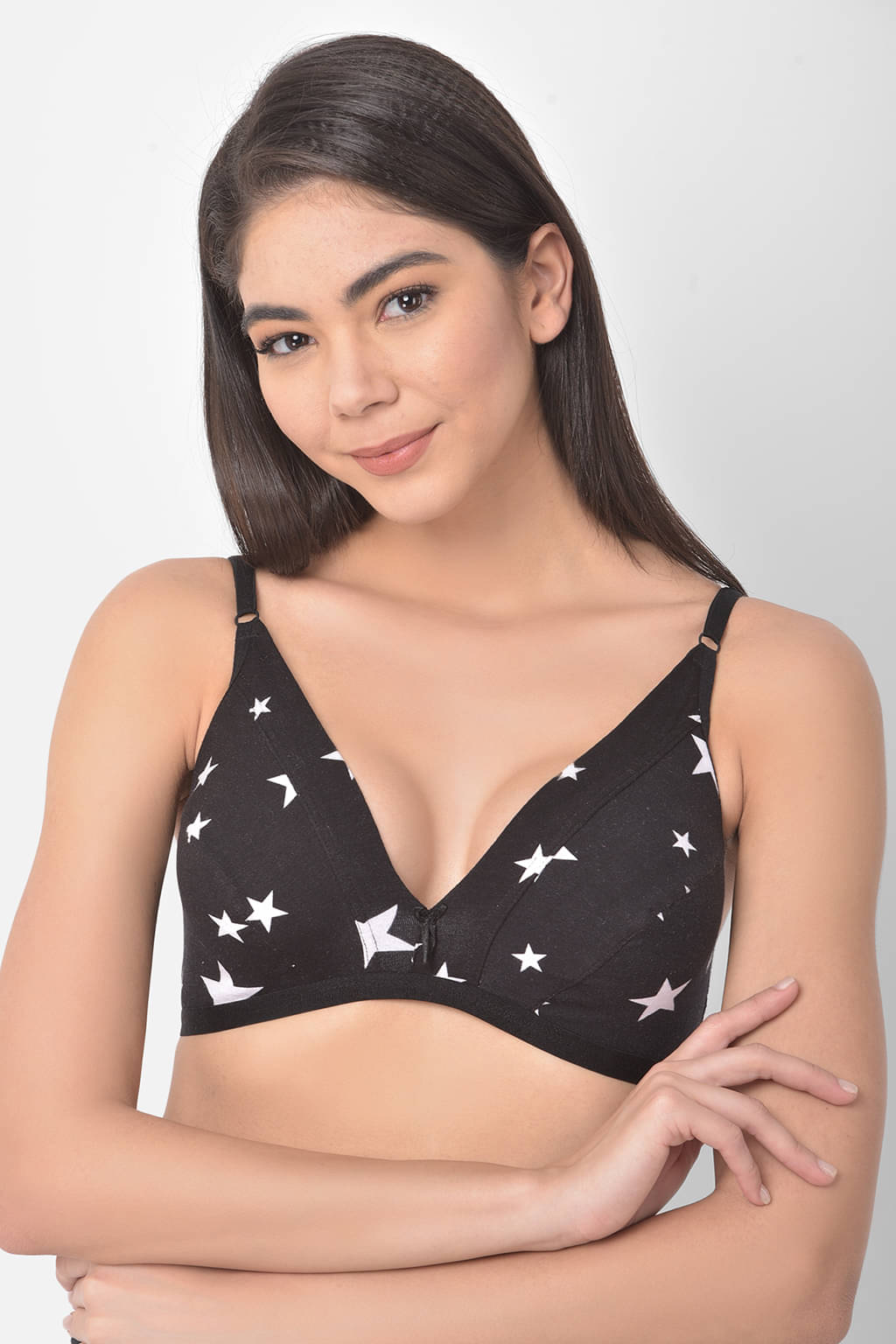     			Clovia 100% Cotton Non Padded Women's Plunge Bra ( Black )