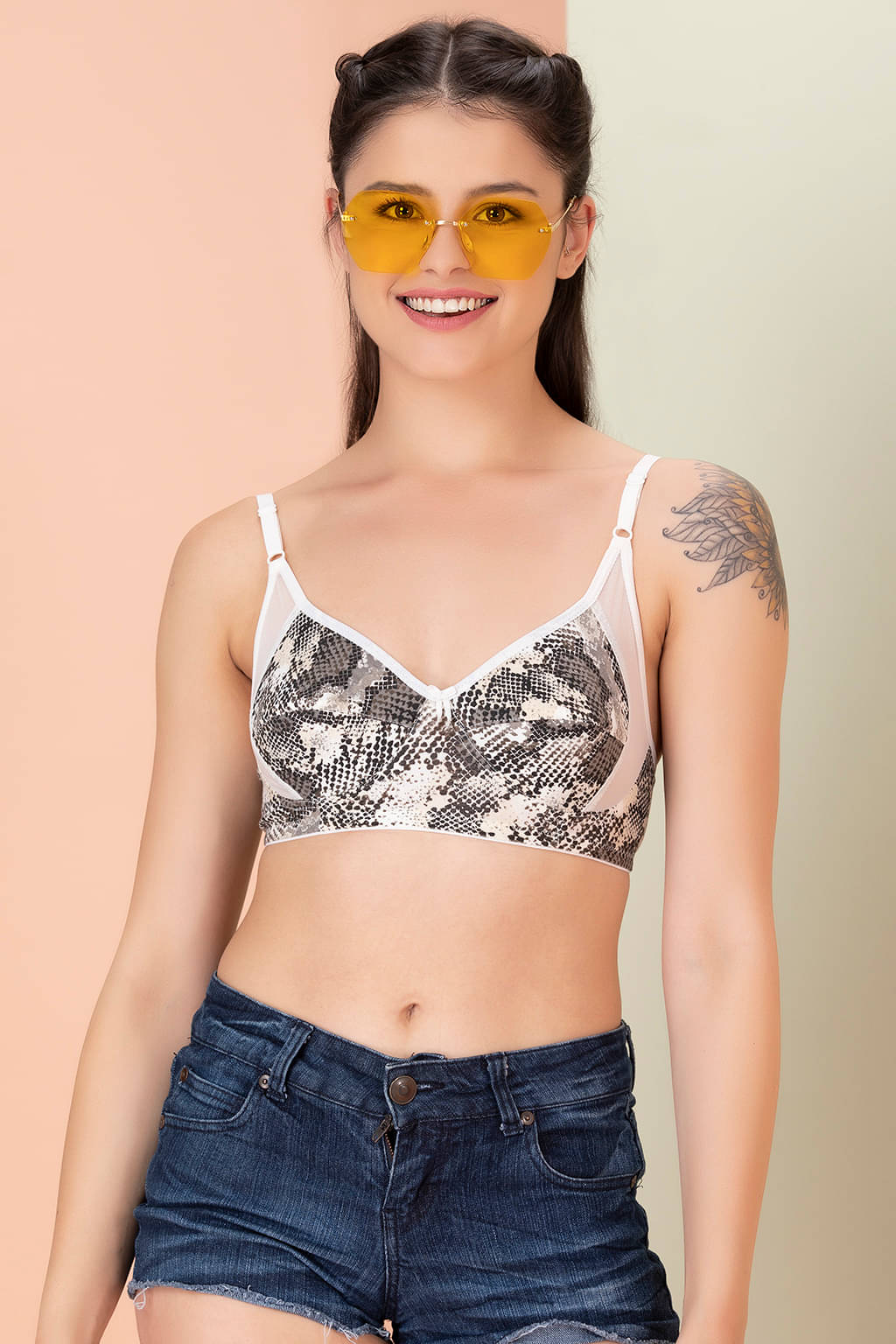     			Clovia Cotton Blend Non Padded Women's T-Shirt Bra ( Multicolor )