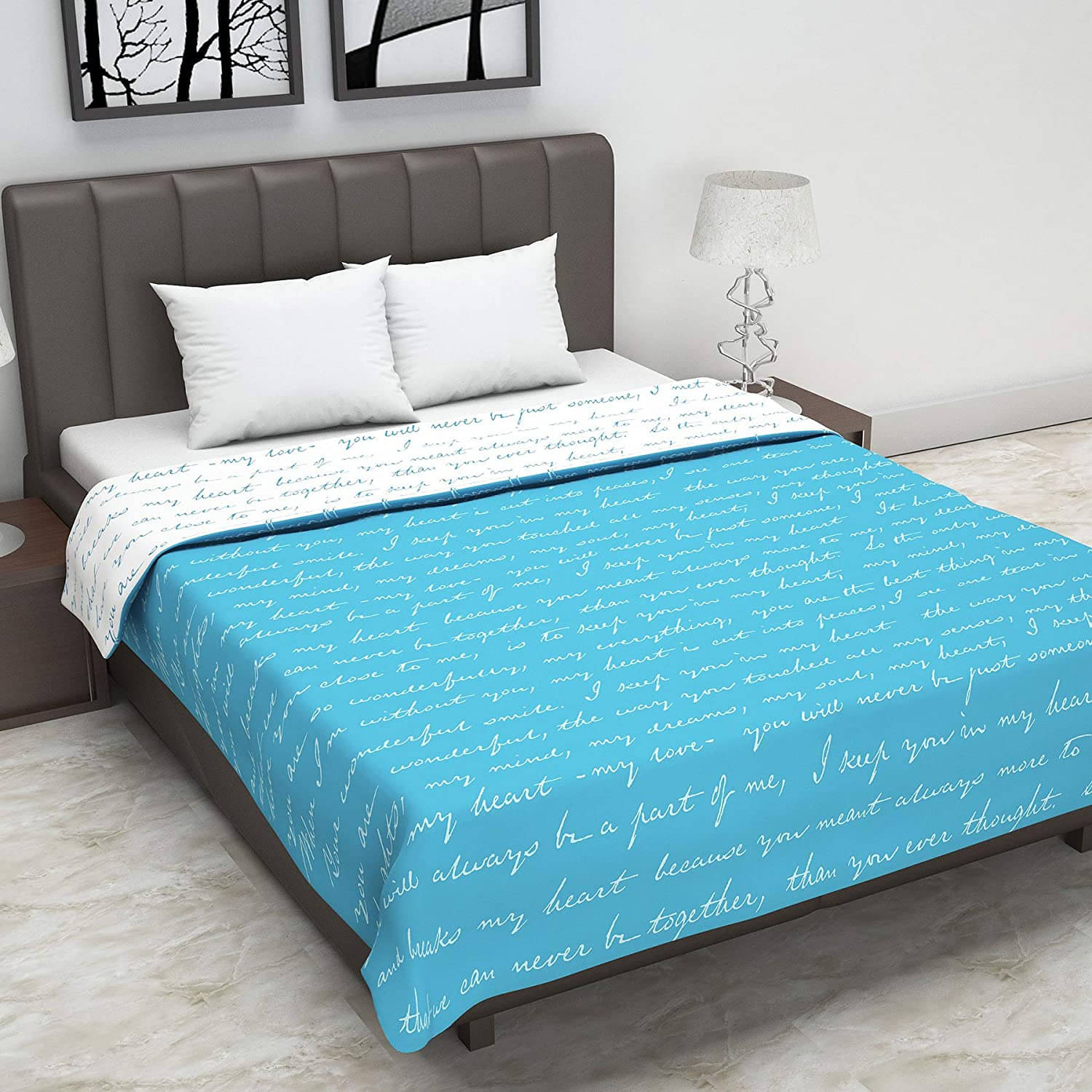     			DIVINE CASA Double Polyester Blue Abstract Dohar