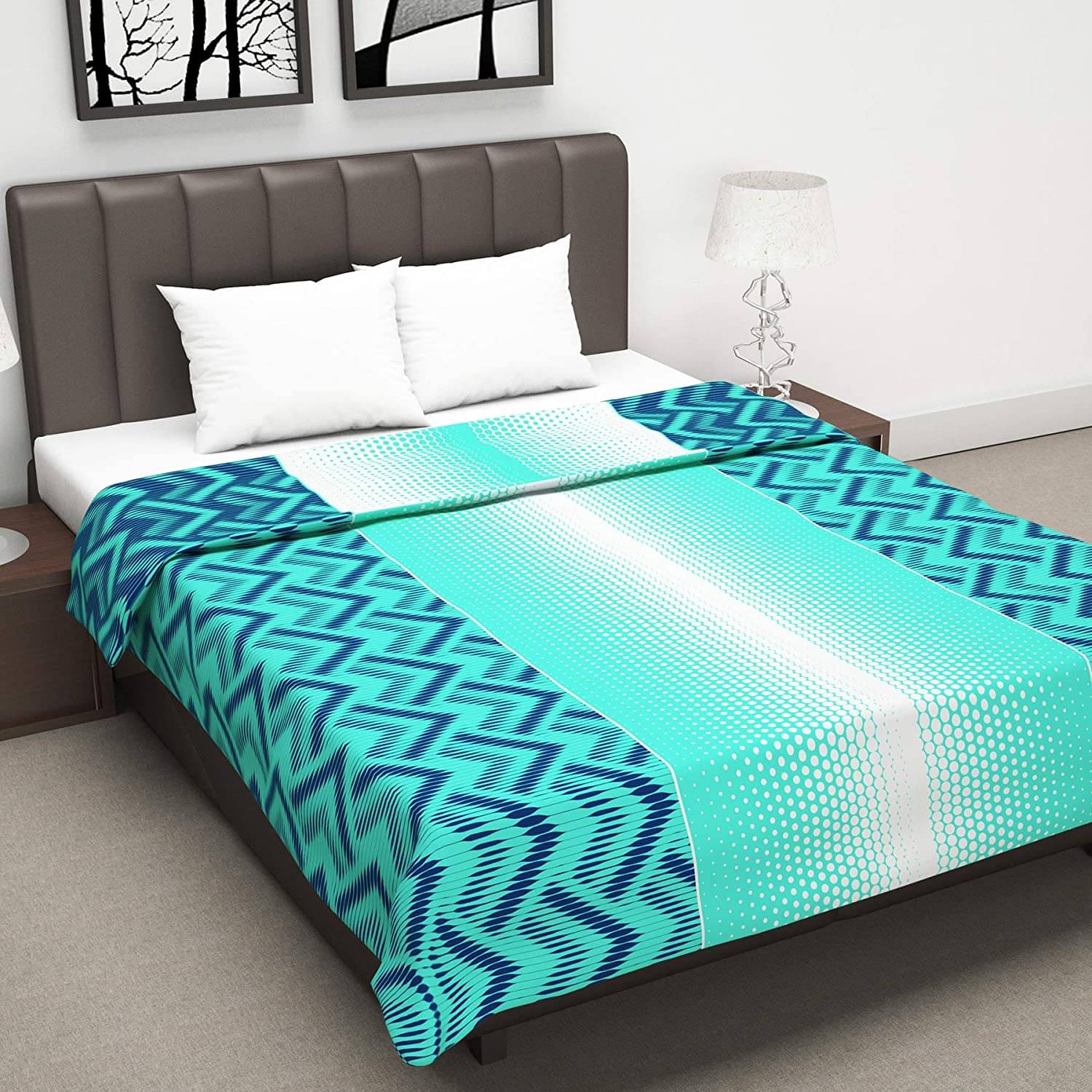     			DIVINE CASA Double Polyester Green Abstract Dohar
