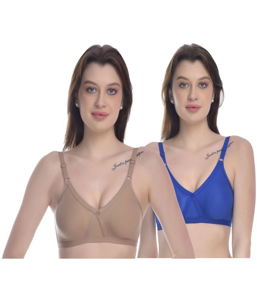     			Elina Pack of 2 100% Cotton Non Padded Women's T-Shirt Bra ( Multicolor )