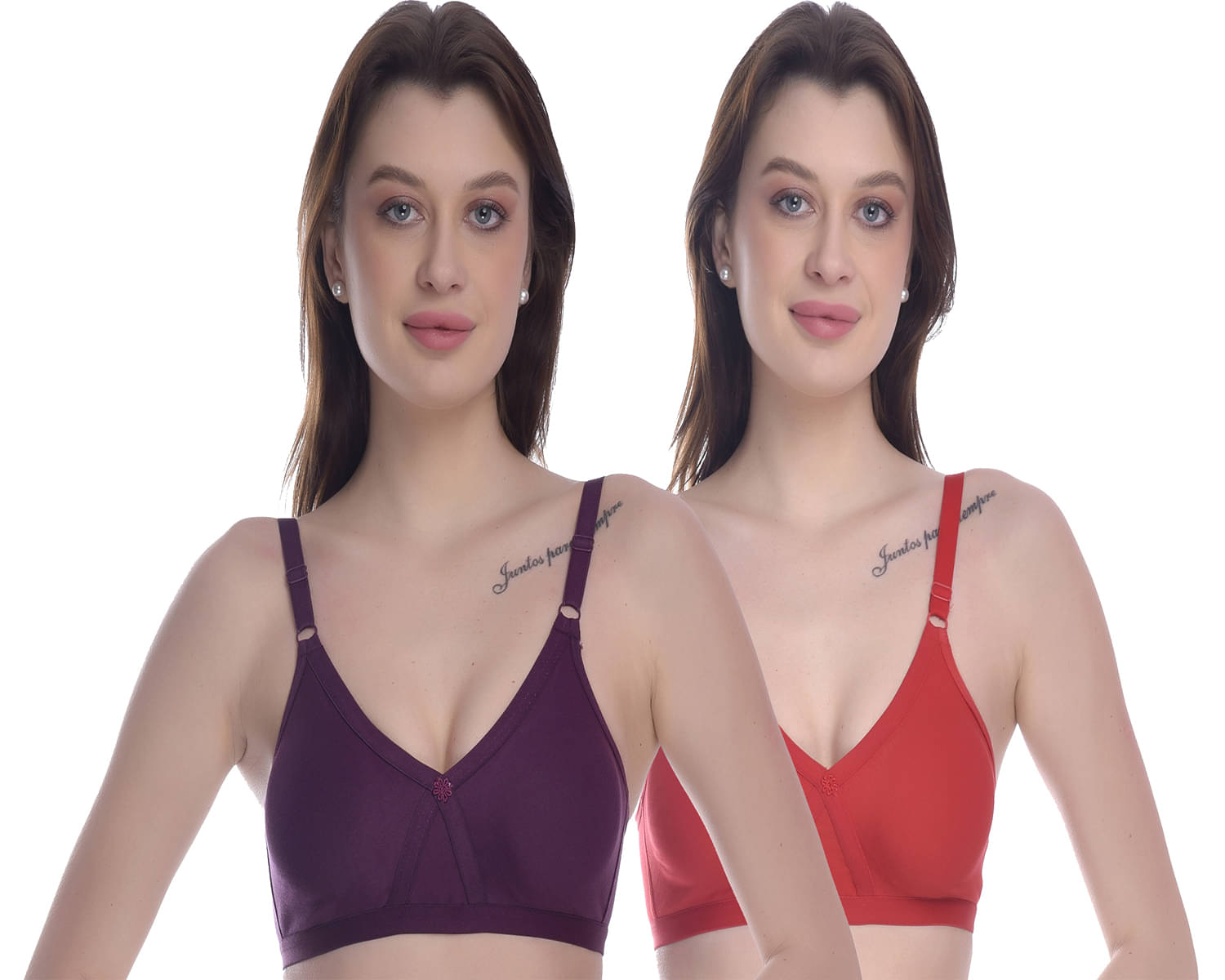 Elina Pack of 2 100% Cotton Non Padded Women's T-Shirt Bra ( Multicolor ) Elina Pack of 2 100% Cotton Non Padded Women's T-Shirt Bra ( Multicolor )