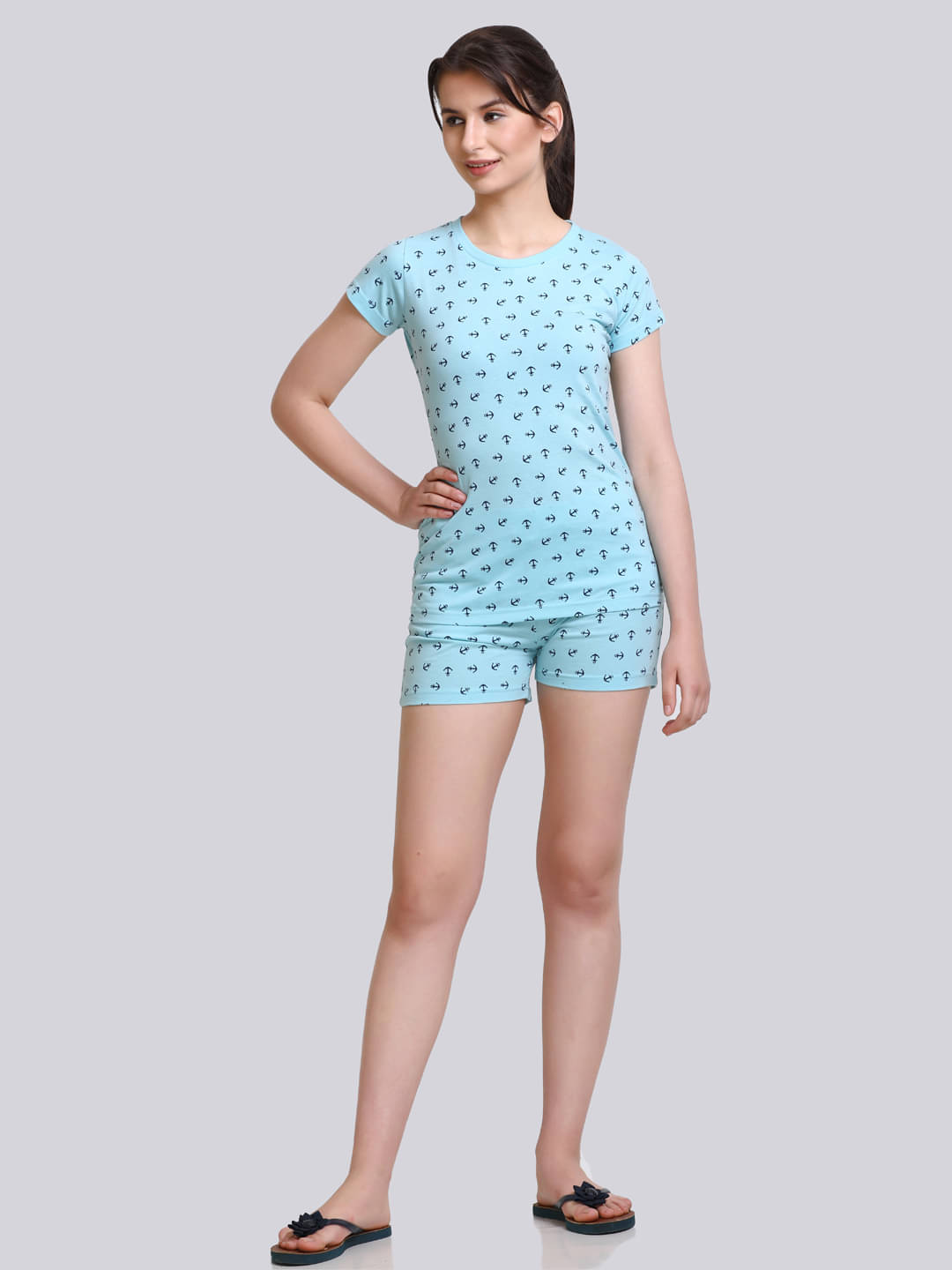 OBAAN 100% Cotton Blue Women's Nightwear Nightsuit Sets ( Pack of 2 ) OBAAN 100% Cotton Blue Women's Nightwear Nightsuit Sets ( Pack of 2 )
