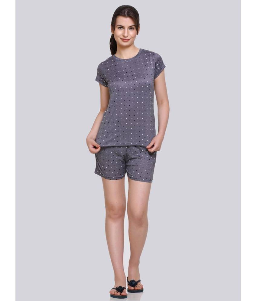     			OBAAN Cotton Blend Grey Women's Nightwear Nightsuit Sets ( Pack of 1 )