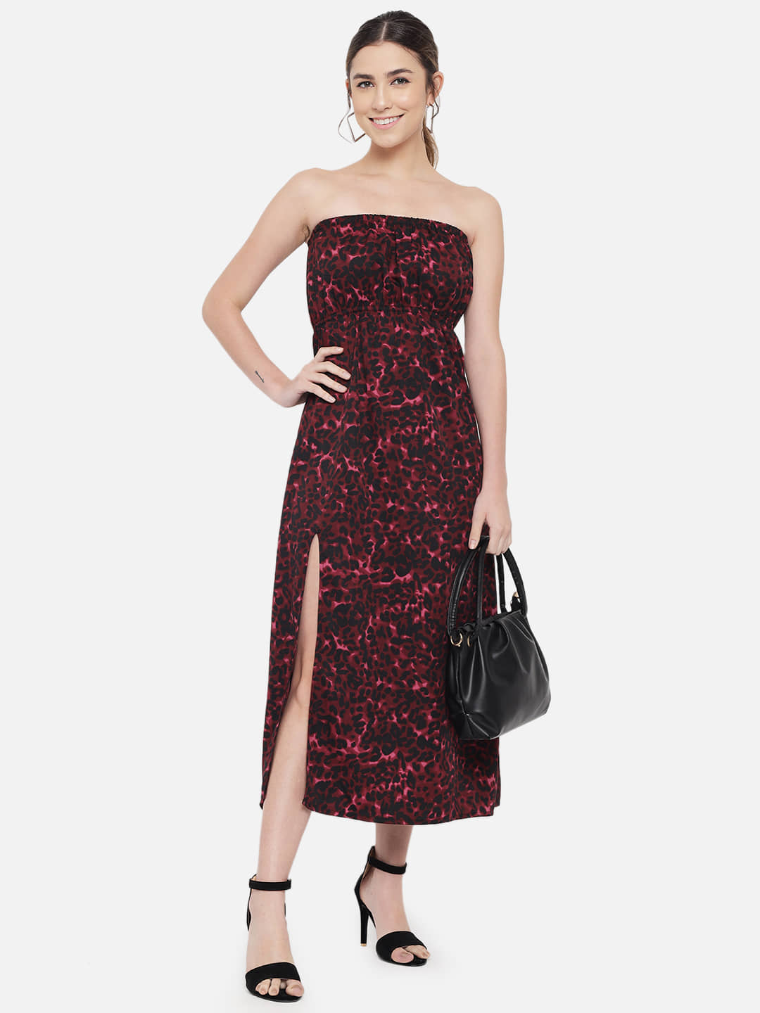 ALL WAYS YOU Women Polyester Printed Side Slit Dress ( Multi Color )