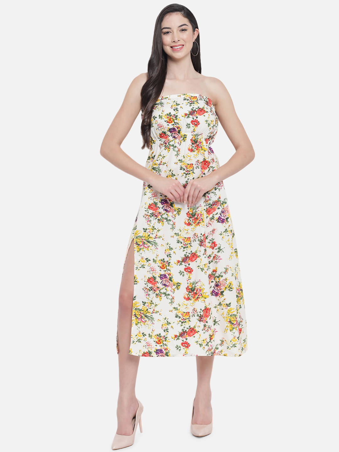     			ALL WAYS YOU Women Polyester Printed Side Slit Dress ( Multi Color )