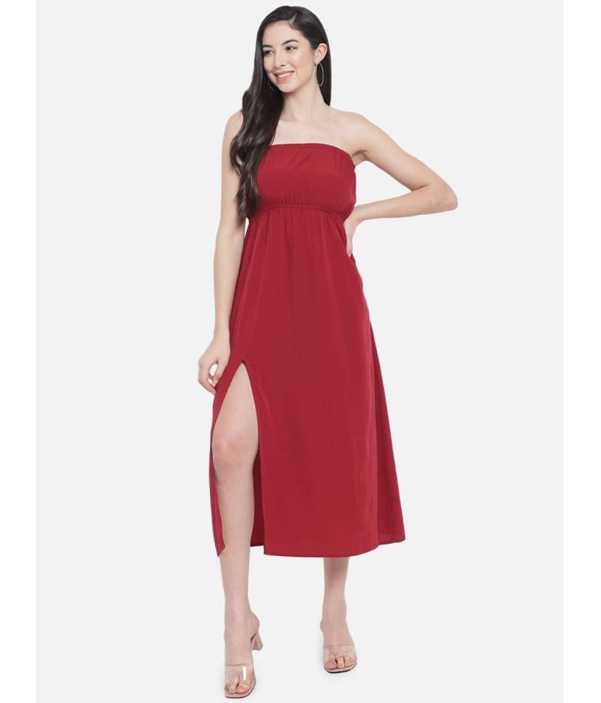ALL WAYS YOU Women Polyester Solid A-line Dress ( Red ) ALL WAYS YOU Women Polyester Solid A-line Dress ( Red )