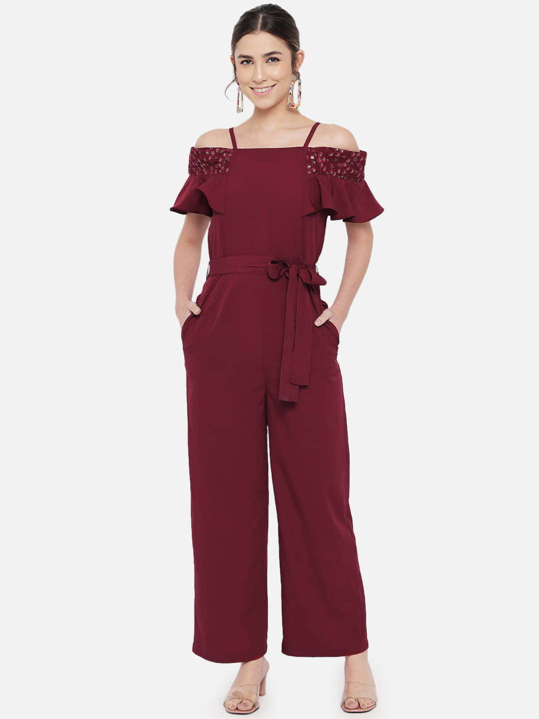 ALL WAYS YOU - Polyester Regular Fit Red Women's Jumpsuit ( Pack of 1 ) ALL WAYS YOU - Polyester Regular Fit Red Women's Jumpsuit ( Pack of 1 )