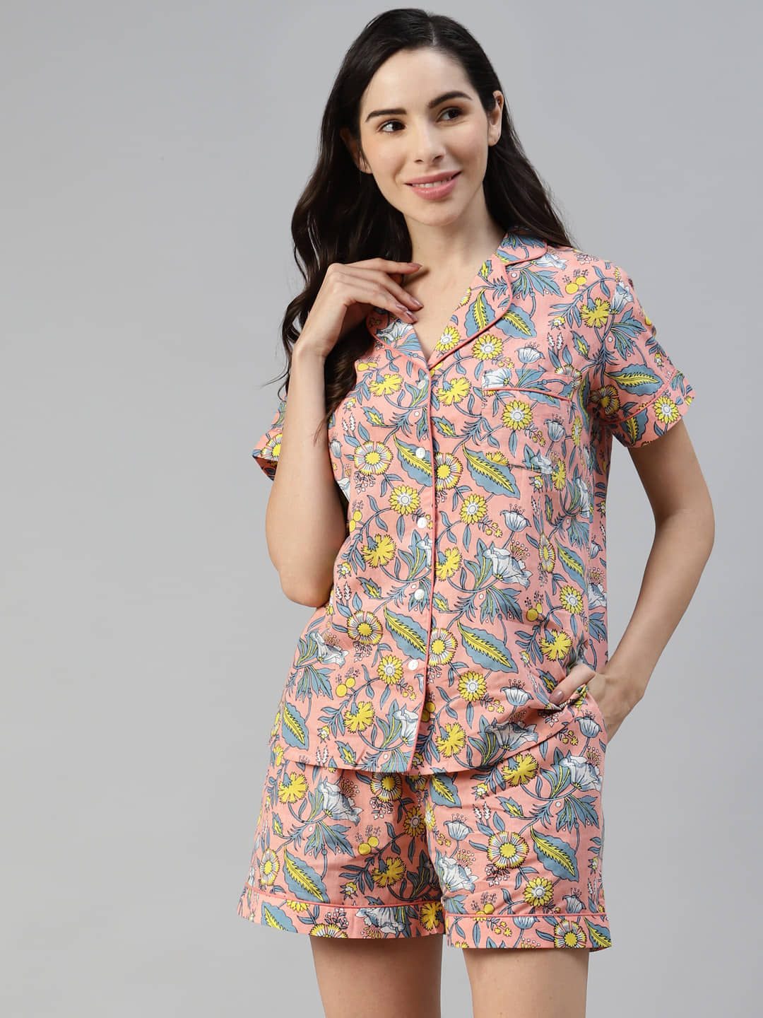 Divena 100% Cotton Peach Women's Nightwear Nightsuit Sets ( Pack of 1 ) - Nightwear & Loungewear | Buy online on ZillyBuy