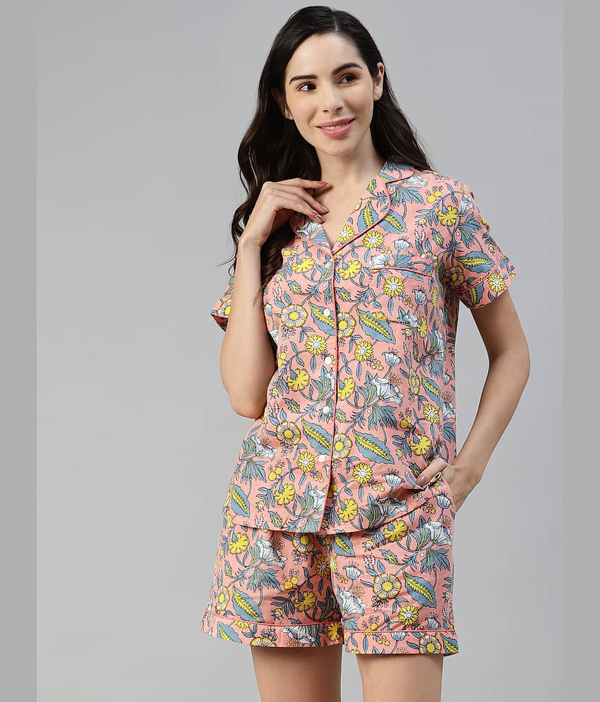 Divena 100% Cotton Peach Women's Nightwear Nightsuit Sets ( Pack of 1 ) - Nightwear & Loungewear | Buy online on ZillyBuy